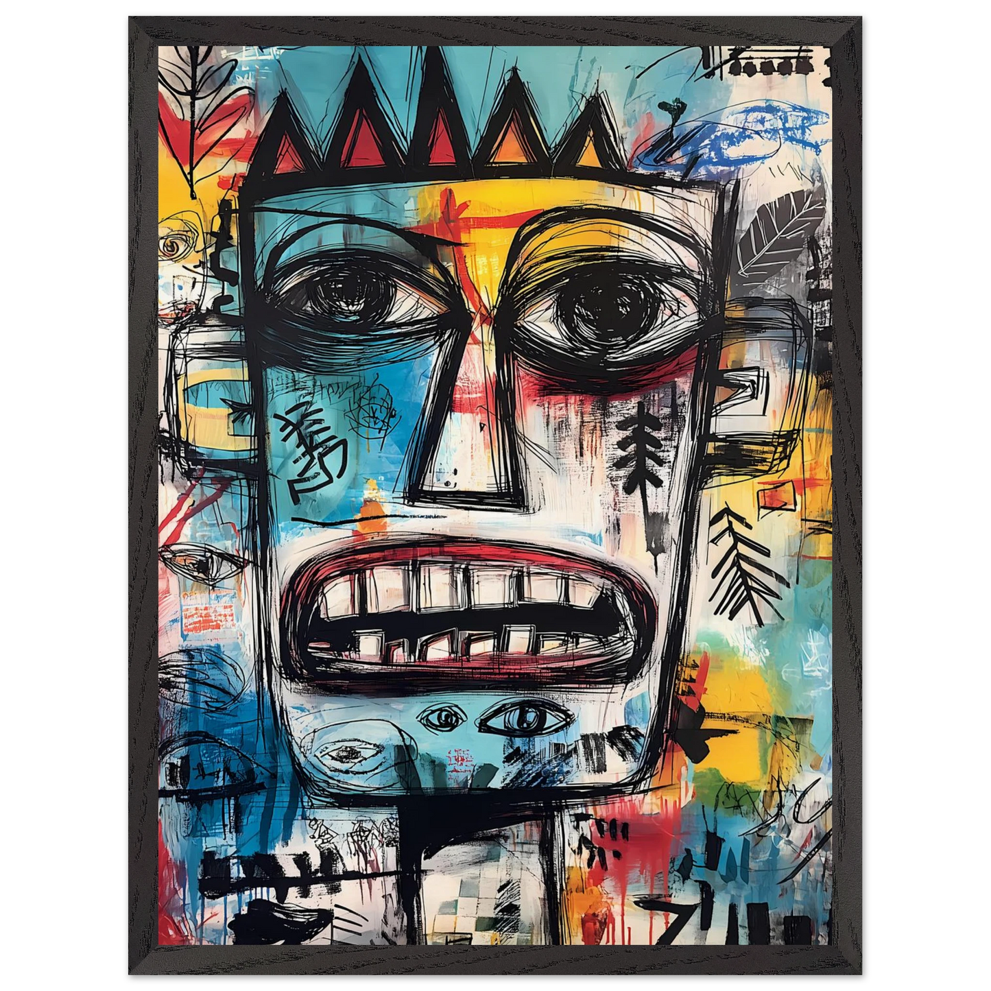Roi Primitif — tableau encadré bois — vue 15 — art mural STNCL