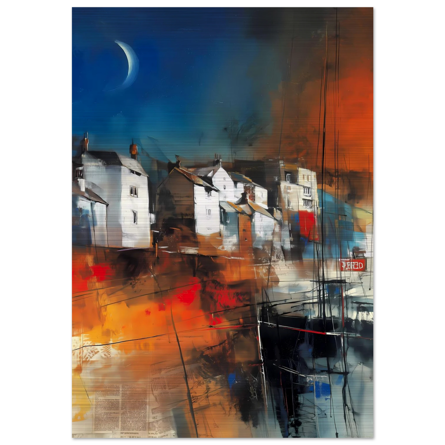 Port sous le Croissant de Lune — tableau aluminium — art mural STNCL