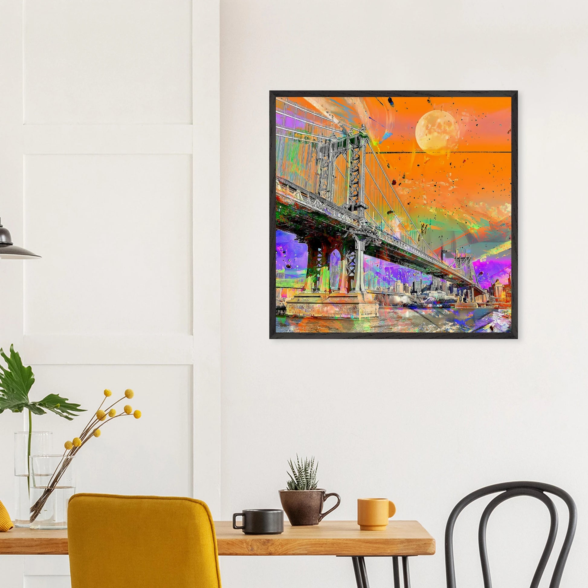 Pont sous la Lune — tableau encadre bois — vue 15 — art mural STNCL