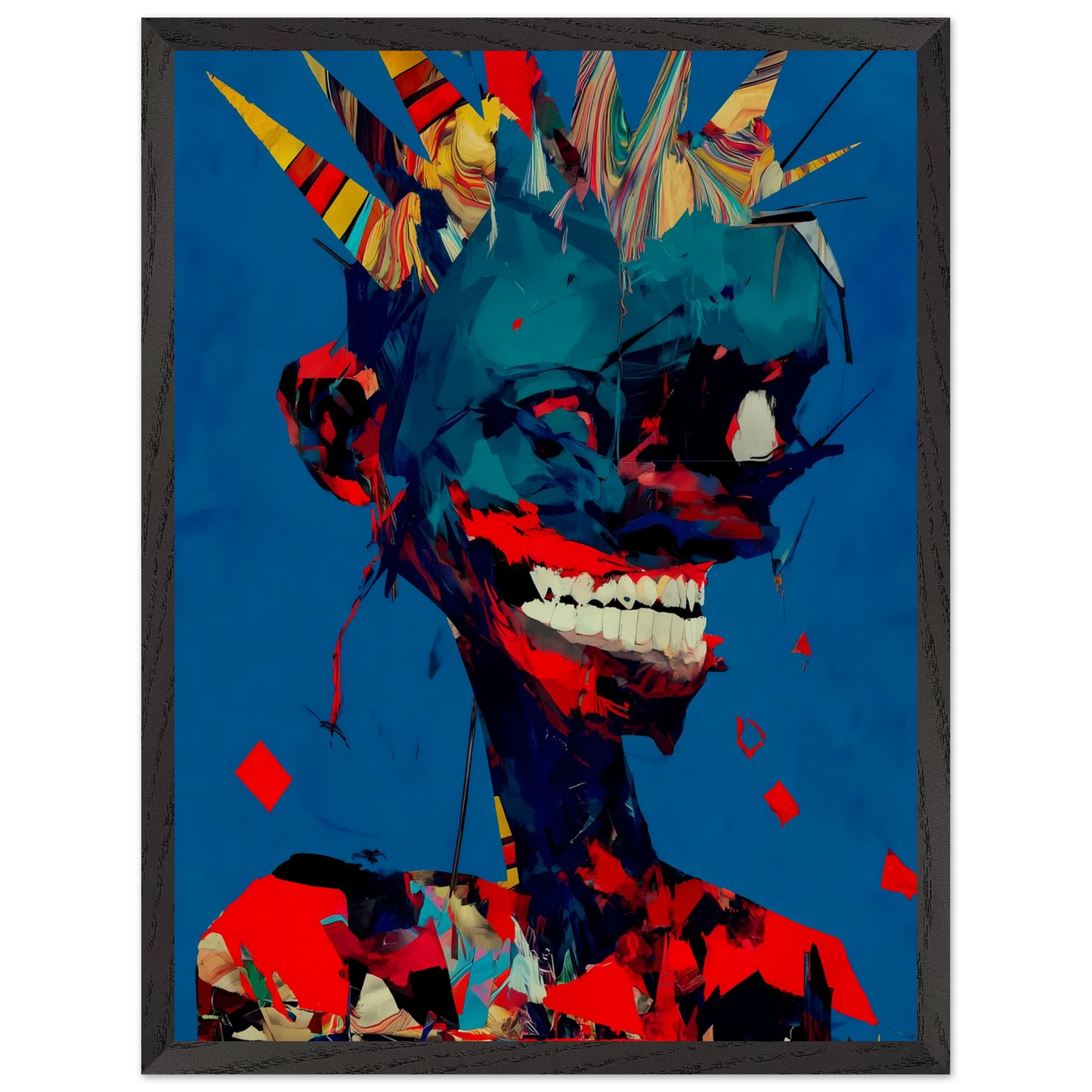 Le Rire Bleu — tableau encadré bois — vue 15 — art mural STNCL
