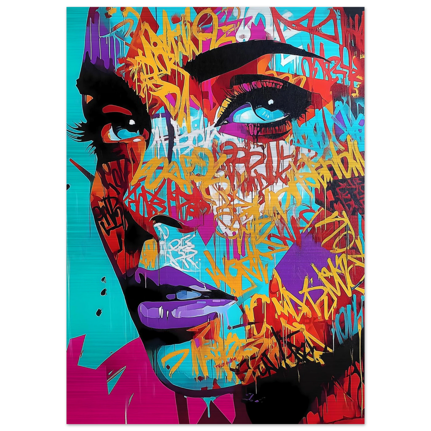 Lettres sur le Visage — tableau aluminium — vue 4 — art mural STNCL