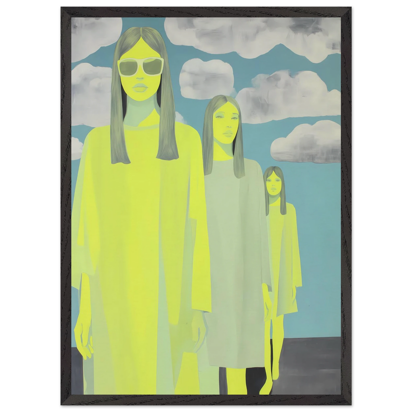 Les Trois Silhouettes — tableau encadré bois — vue 10 — art mural STNCL