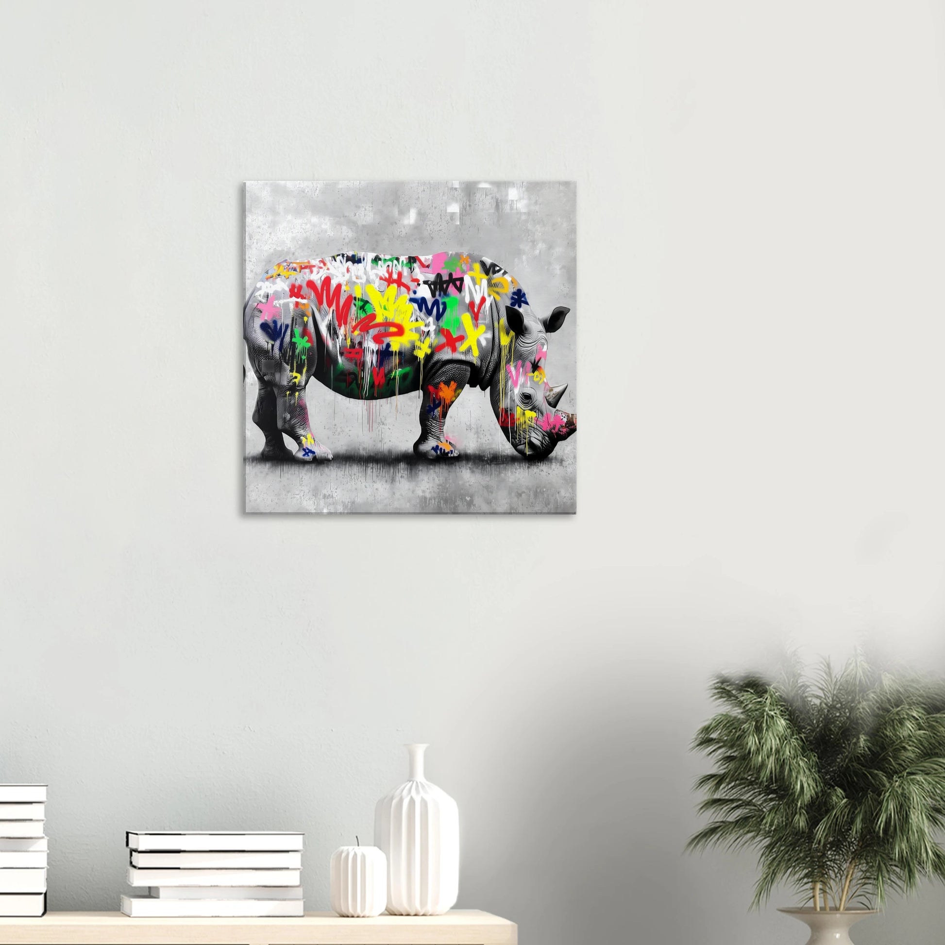 Rhinocéros Bombé — tableau sur toile — vue 5 — art mural STNCL