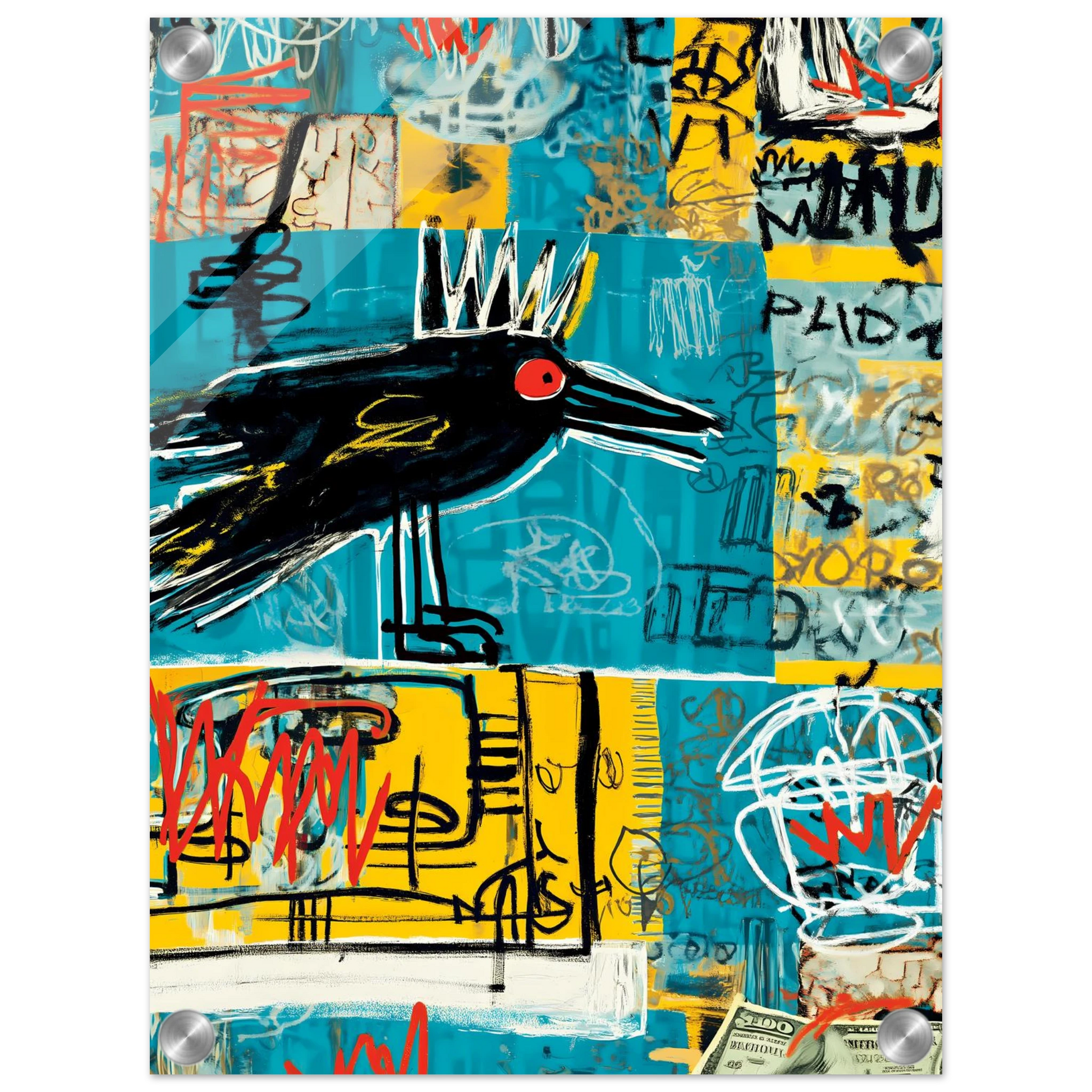 Corbeau Couronné — tableau plexiglas — vue 3 — art mural STNCL