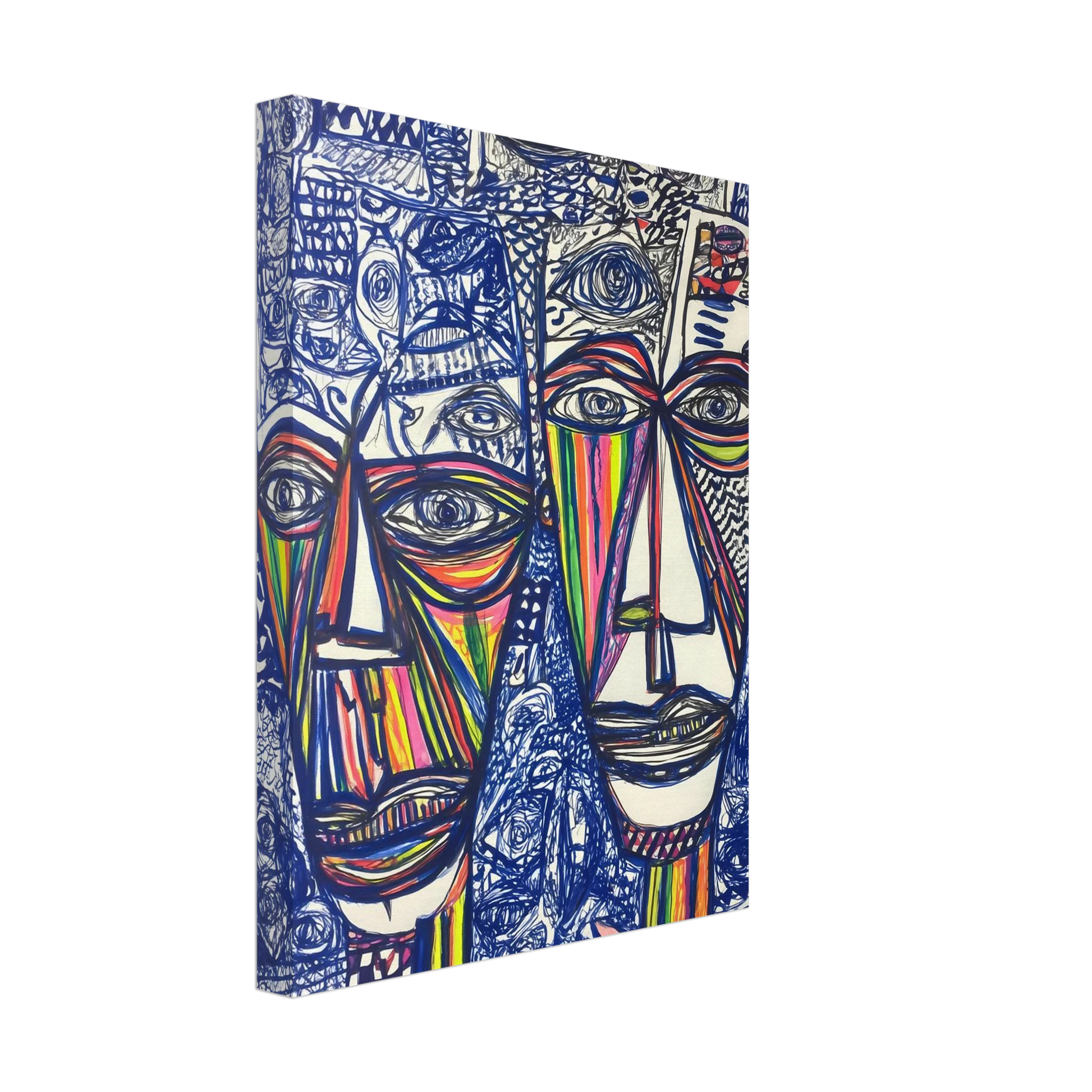 Deux Visages au Feutre — tableau sur toile — vue 4 — art mural STNCL