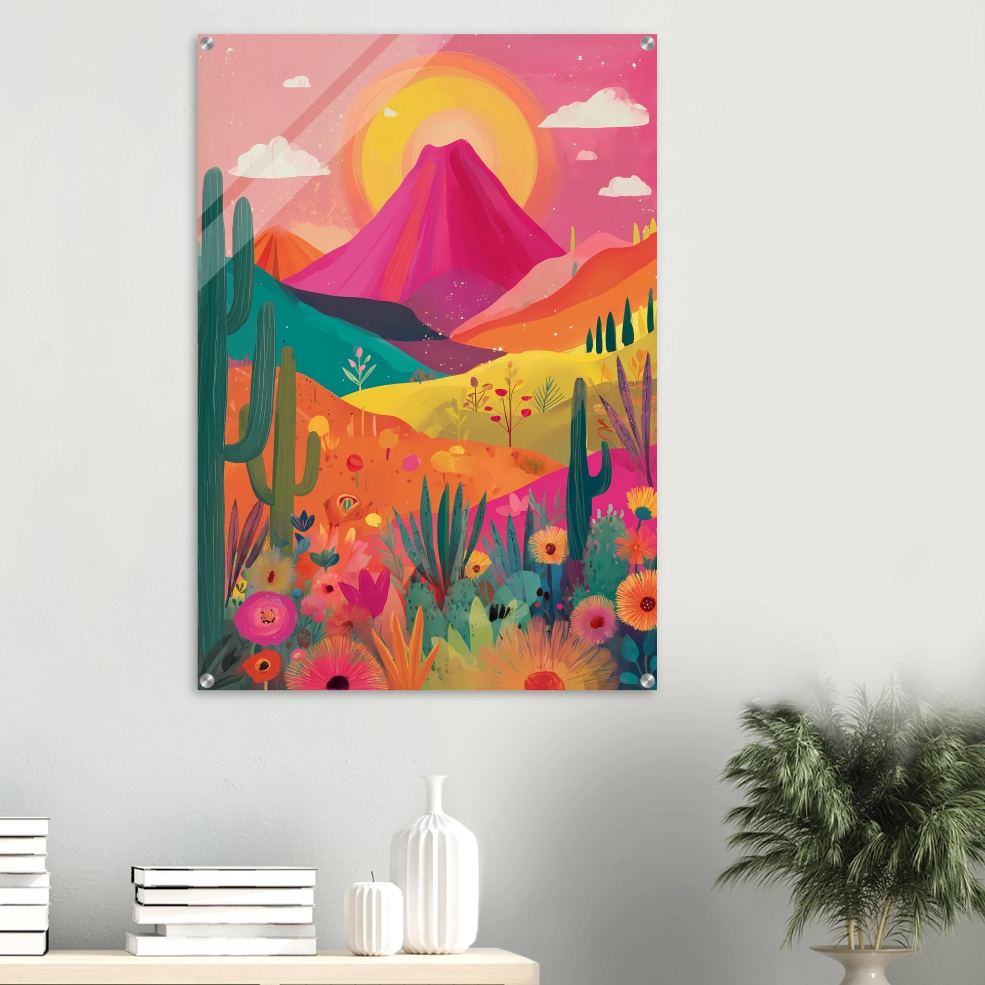 Volcan Fleuri — tableau plexiglas — vue 6 — art mural STNCL