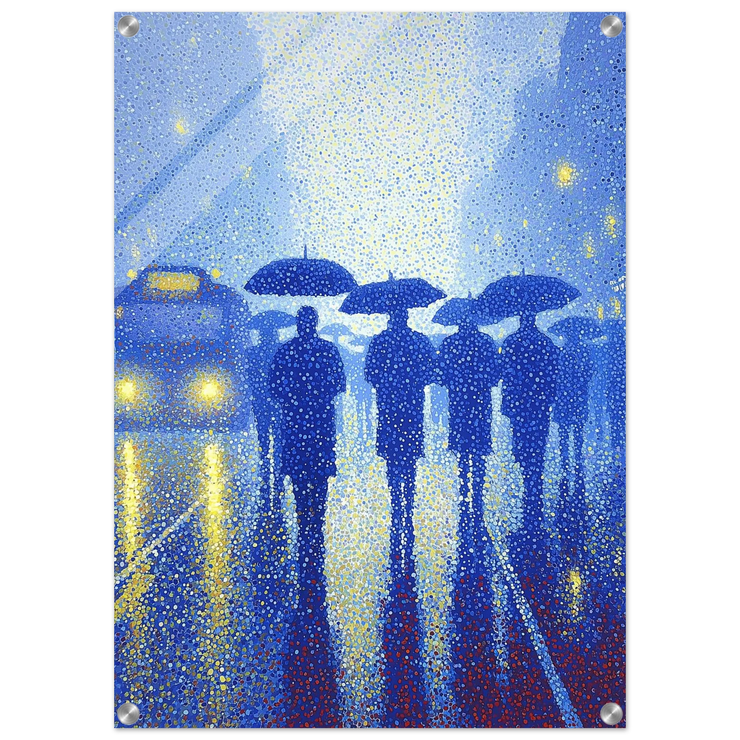 Pluie de Néon Bleu — tableau plexiglas — vue 4 — art mural STNCL
