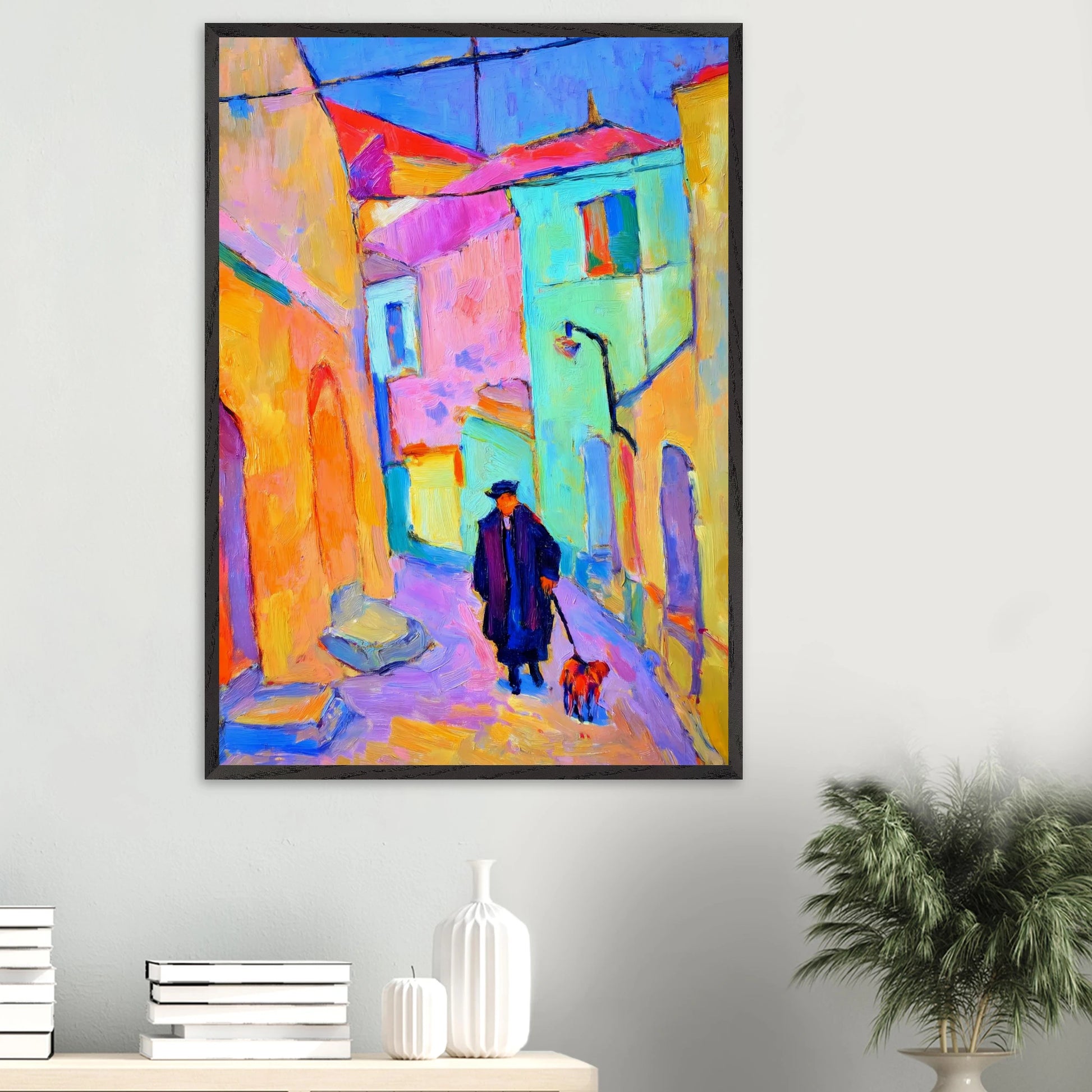 Le Promeneur en Bleu — tableau encadré bois — vue 16 — art mural STNCL