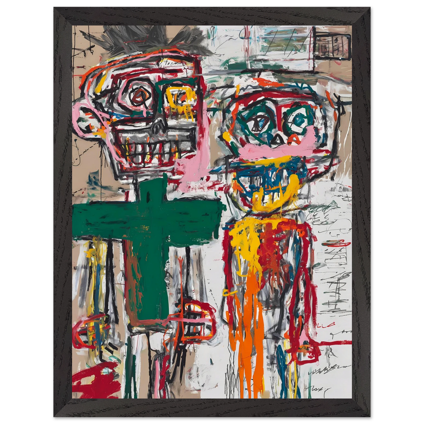 Deux Totems — tableau encadre bois — vue 4 — art mural STNCL