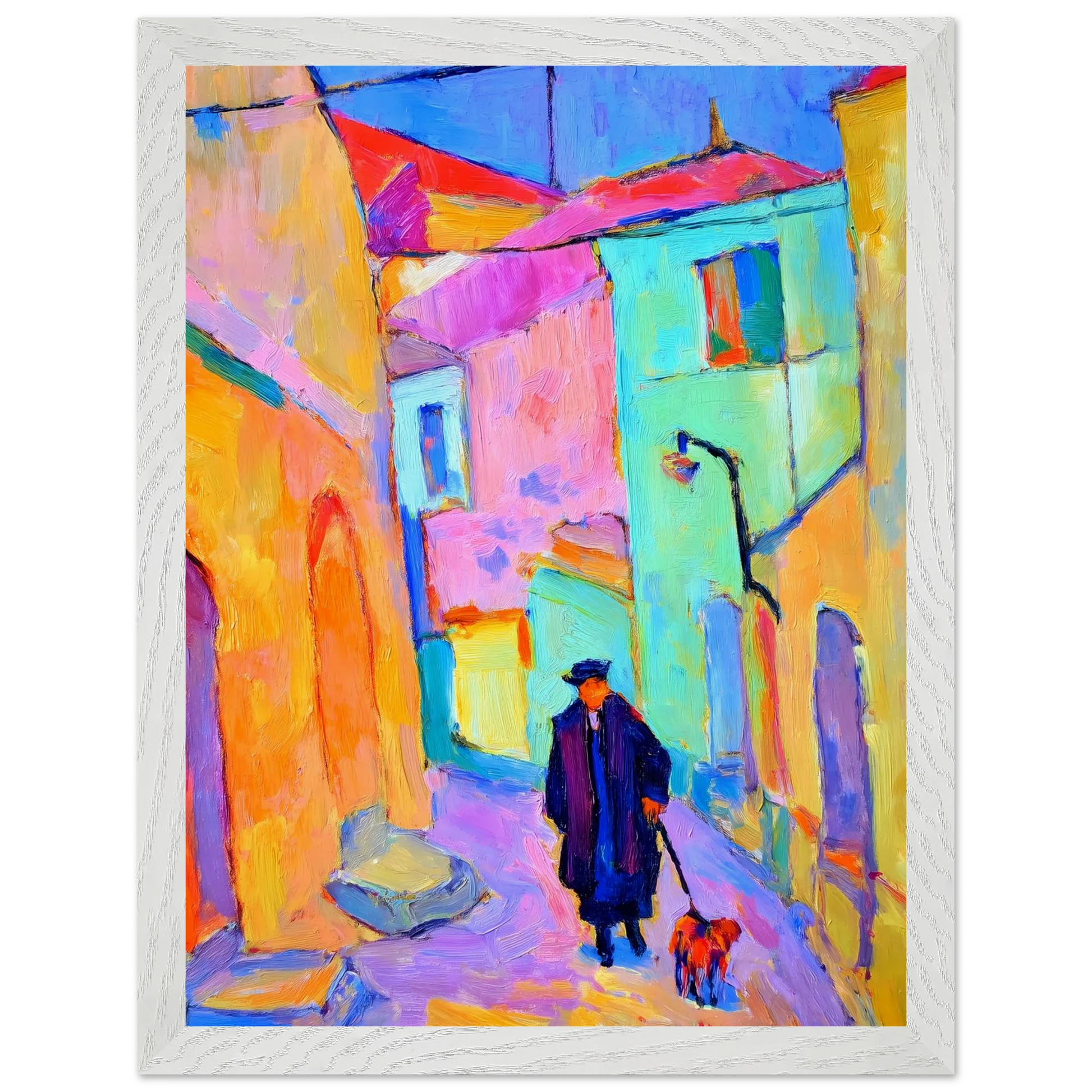 Le Promeneur en Bleu — tableau encadré bois — vue 9 — art mural STNCL