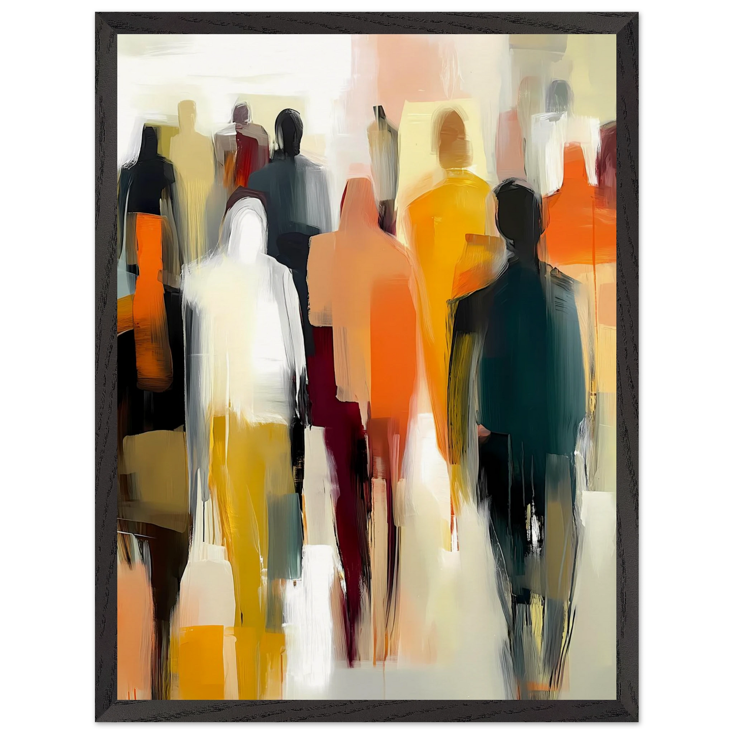 Foule Silencieuse — tableau encadré bois — vue 15 — art mural STNCL