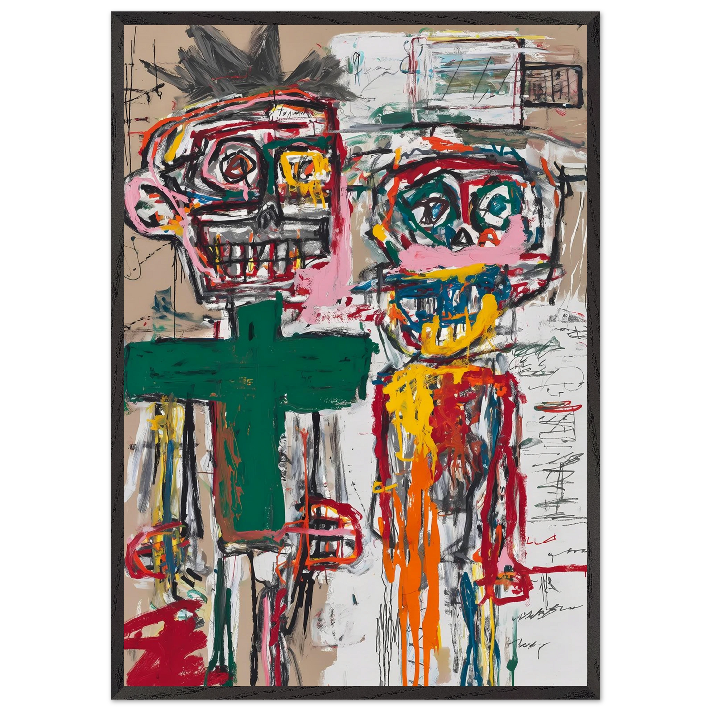 Deux Totems — tableau encadre bois — art mural STNCL