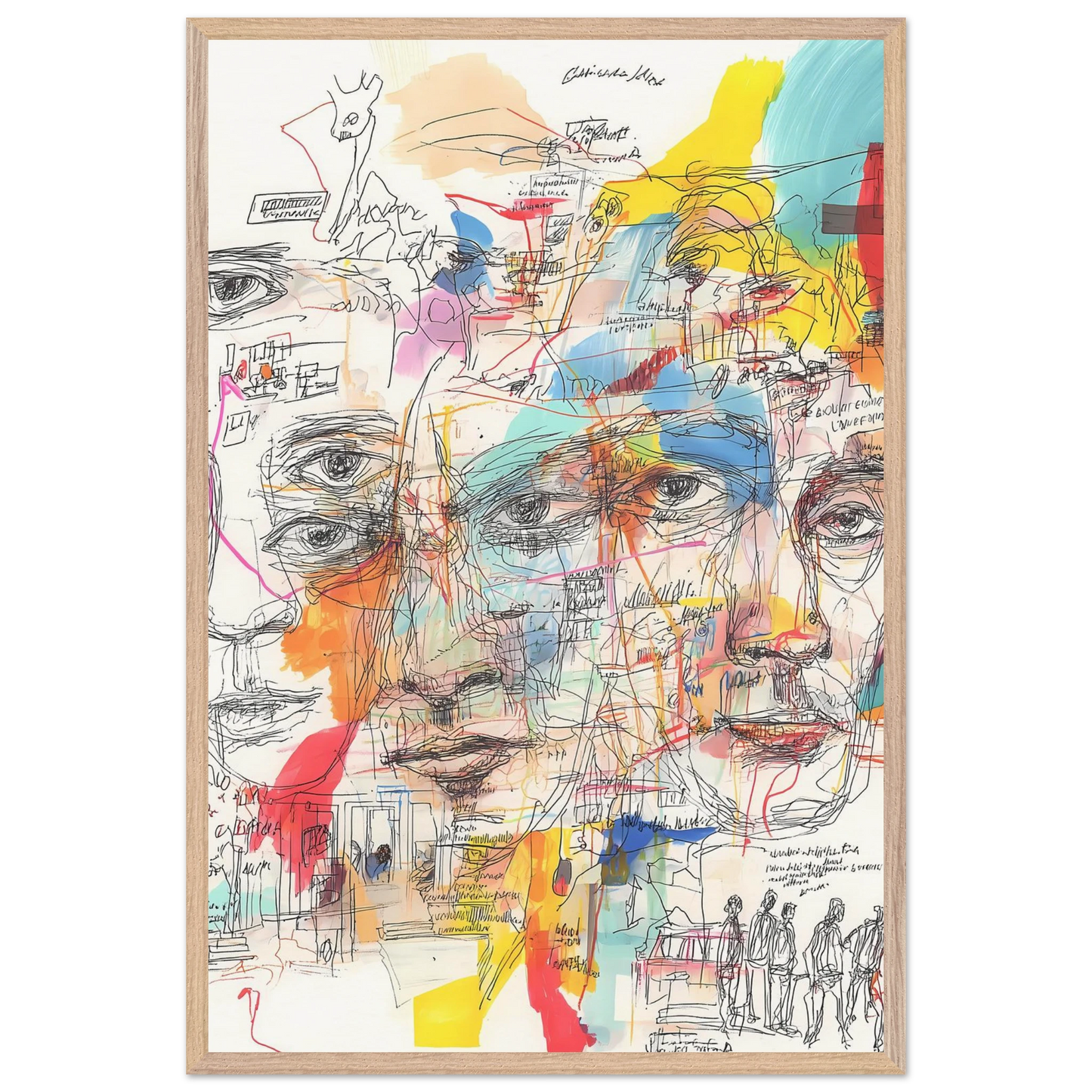 Carnet de Visages — tableau encadré bois — vue 14 — art mural STNCL