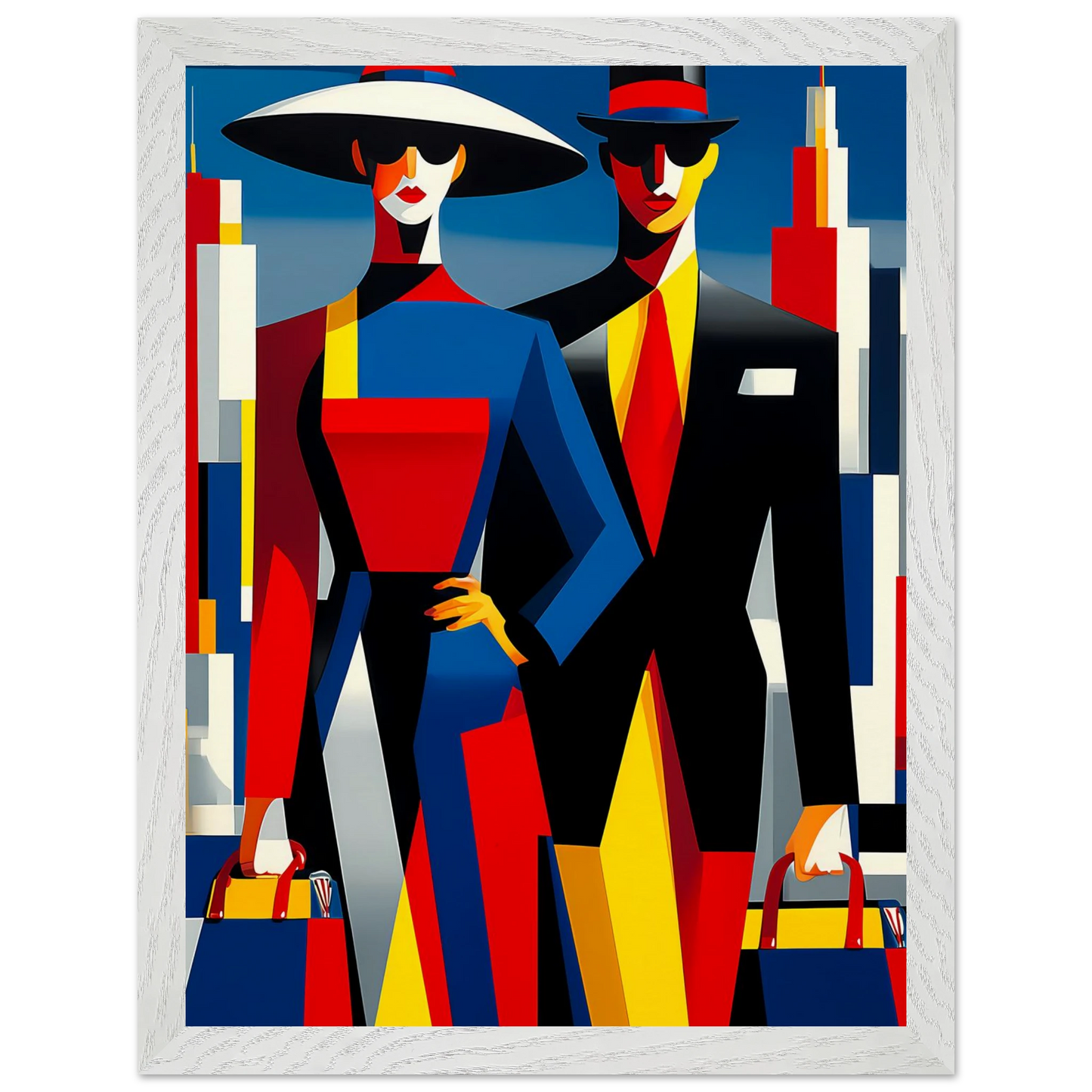 Le Couple en Ville — tableau encadré bois — vue 9 — art mural STNCL
