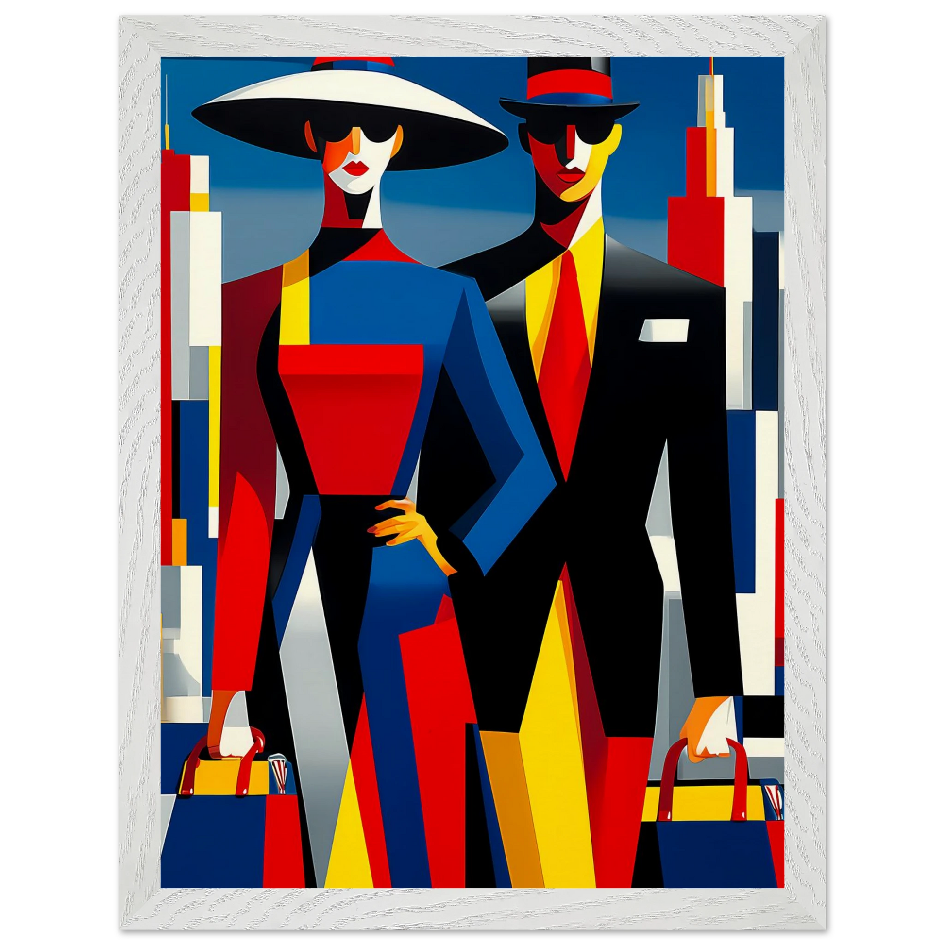 Le Couple en Ville — tableau encadré bois — vue 9 — art mural STNCL