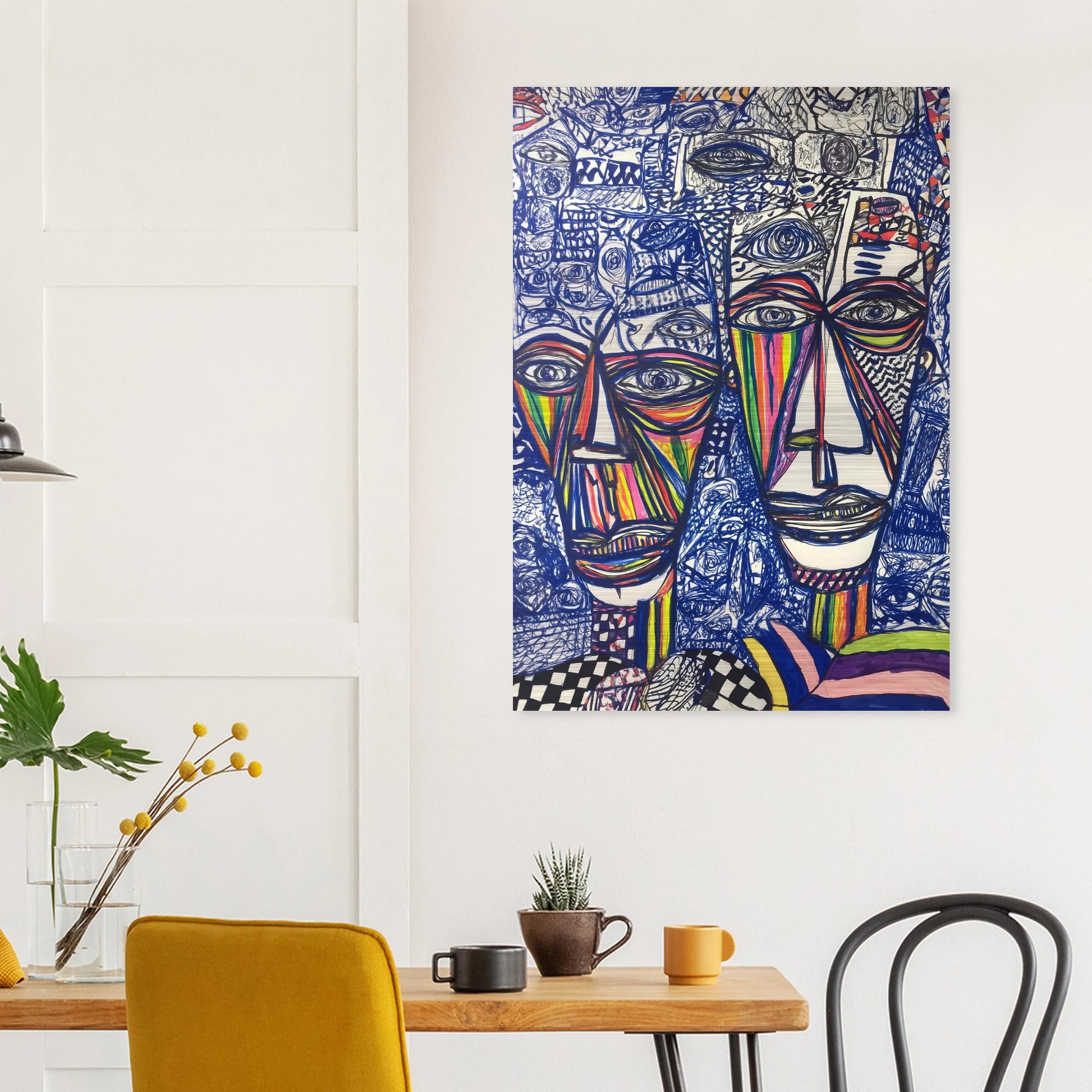 Deux Visages au Feutre — tableau aluminium — vue 8 — art mural STNCL