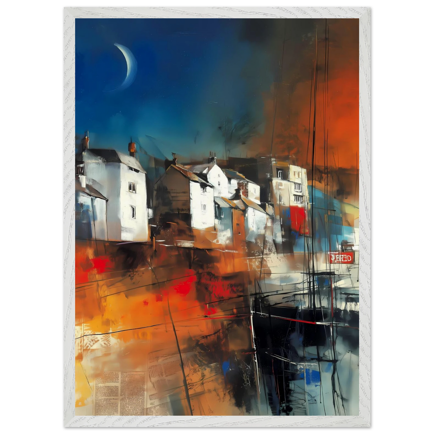 Port sous le Croissant de Lune — tableau encadré bois — vue 11 — art mural STNCL