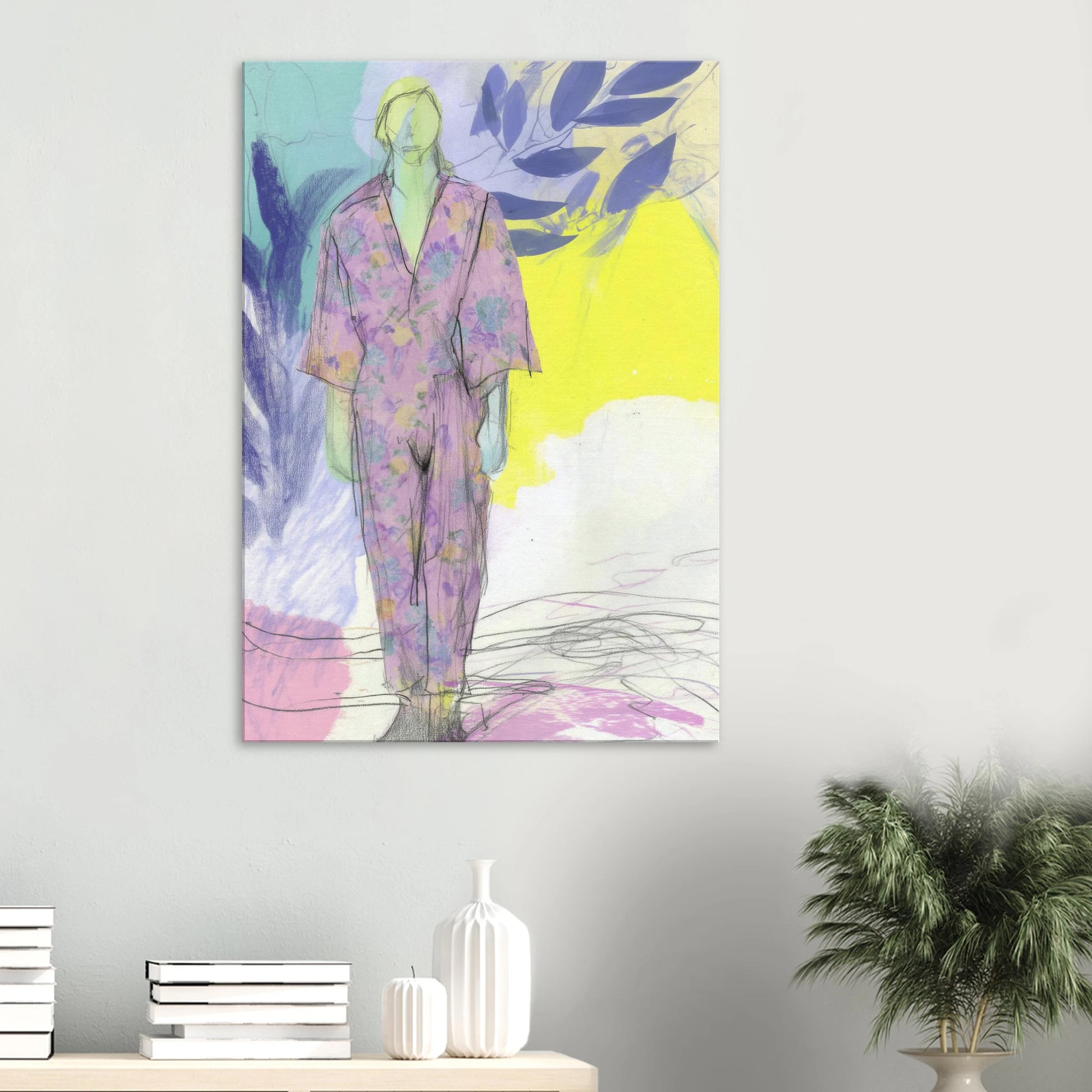 Kimono Fleuri sous les Feuilles — tableau sur toile — vue 6 — art mural STNCL