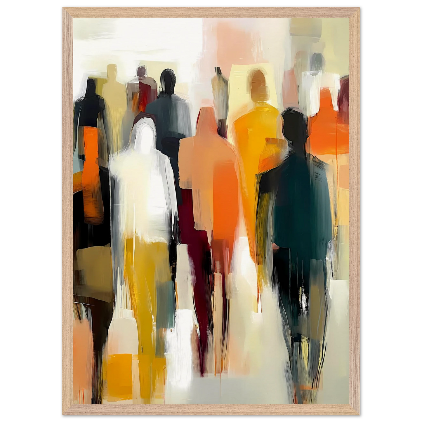 Foule Silencieuse — tableau encadré bois — vue 13 — art mural STNCL