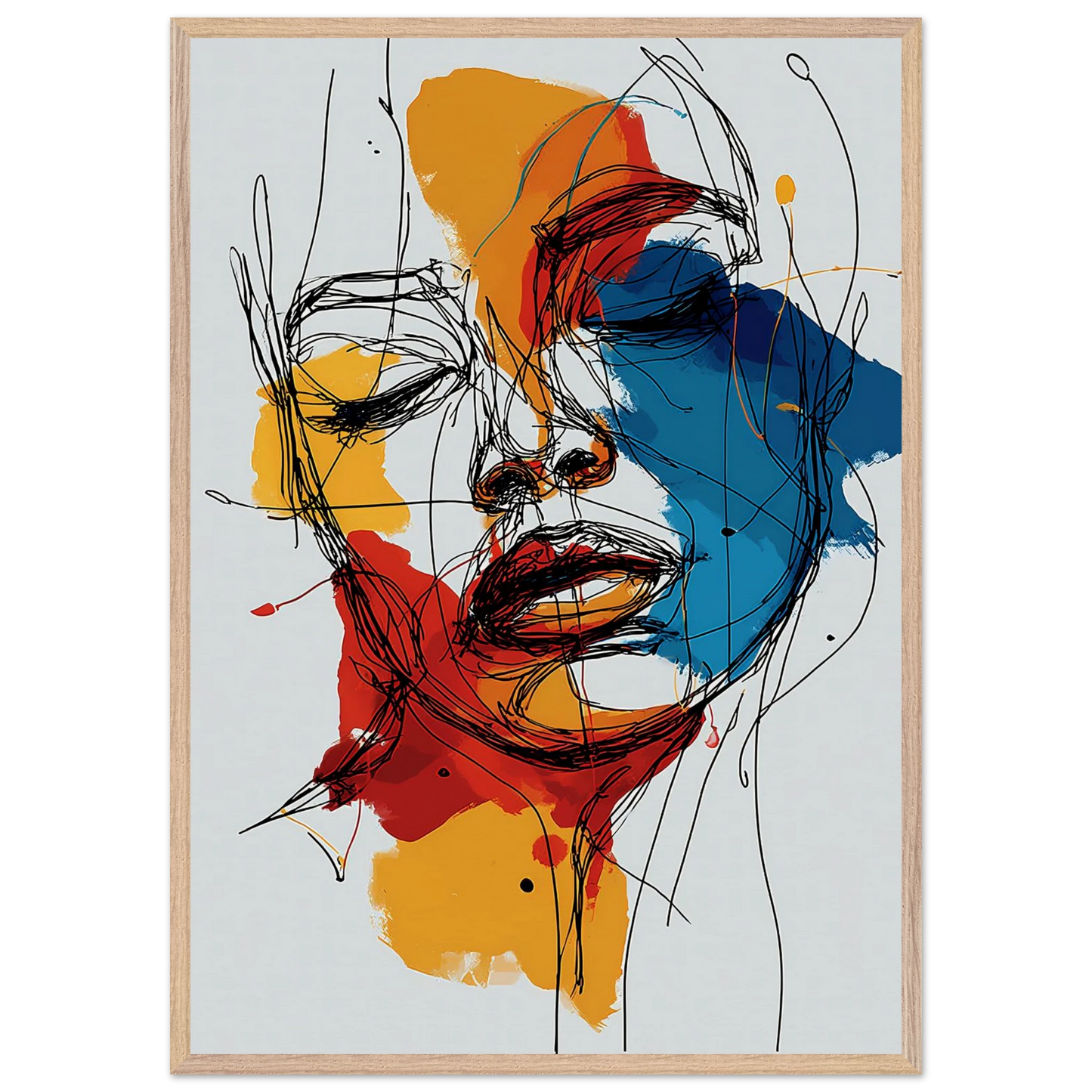 Visage en Filigrane — tableau encadré bois — vue 6 — art mural STNCL