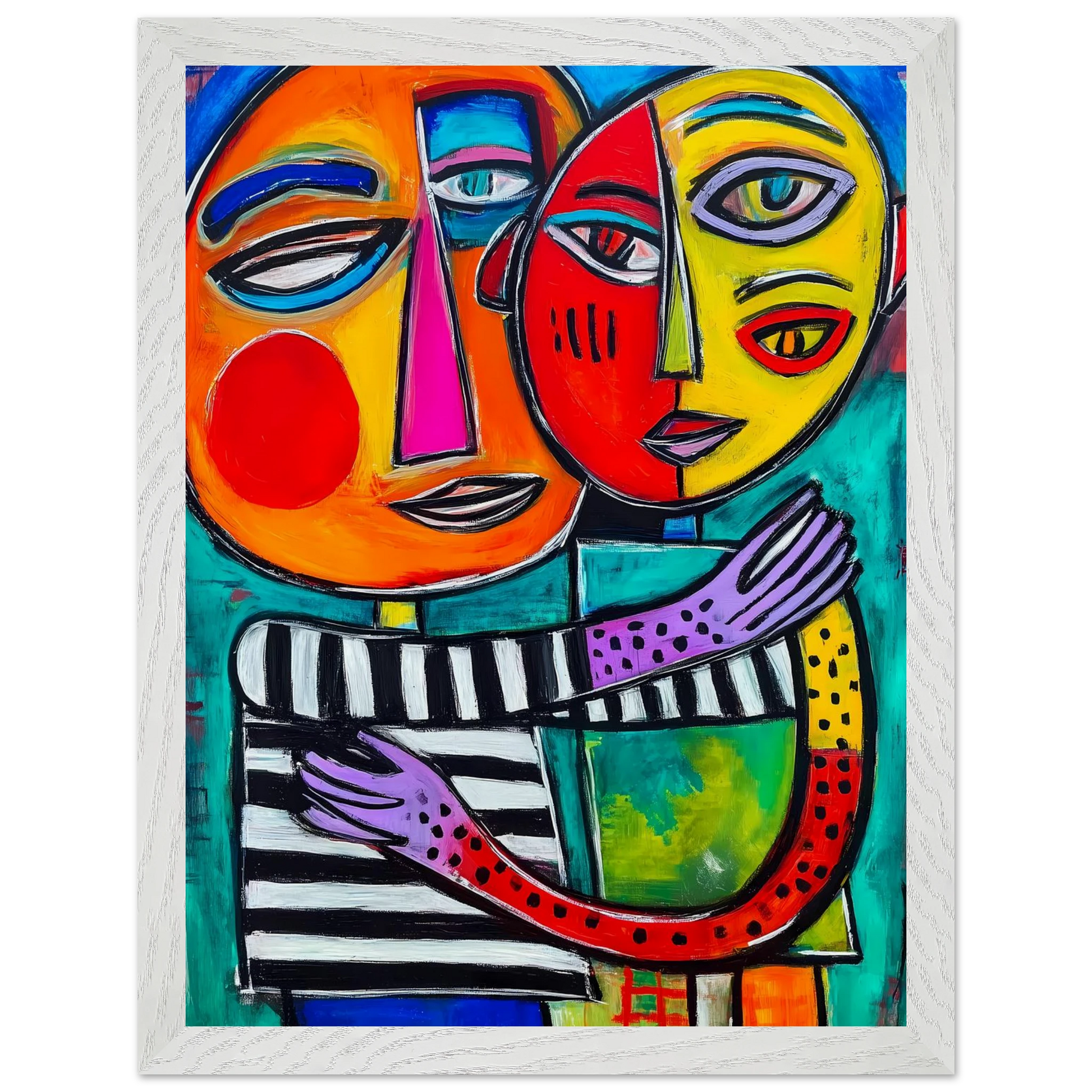 Étreinte Cubiste — tableau encadre bois — vue 9 — art mural STNCL