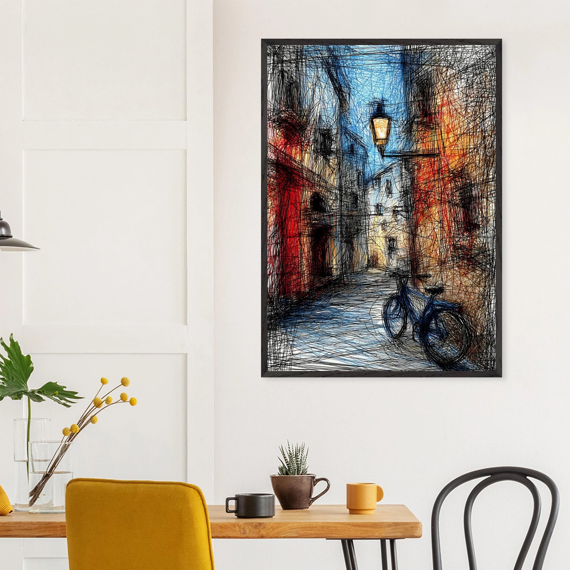 Ruelle à la Lanterne — tableau encadré bois — vue 18 — art mural STNCL