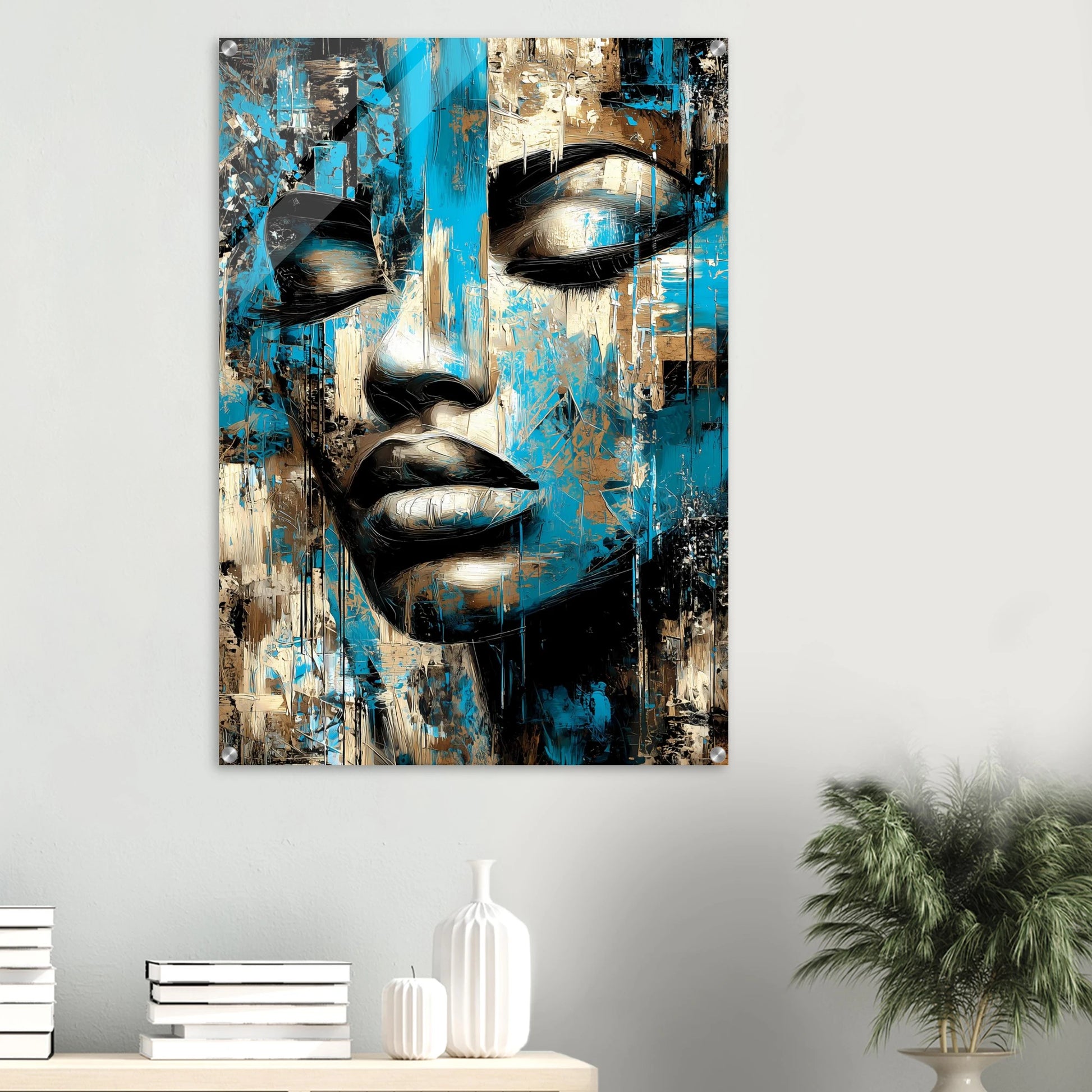 Bleu et Or — tableau plexiglas — vue 6 — art mural STNCL