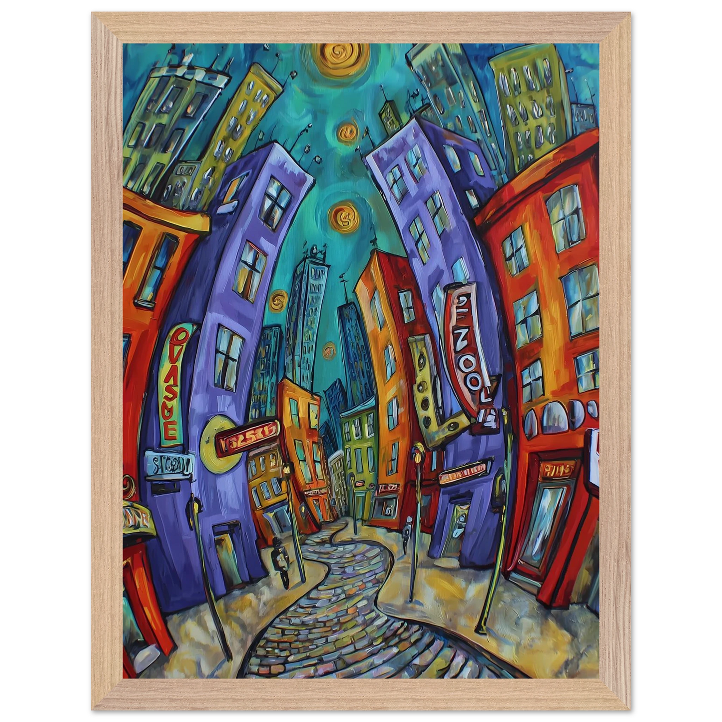 Ville Tourbillon — tableau encadre bois — vue 12 — art mural STNCL
