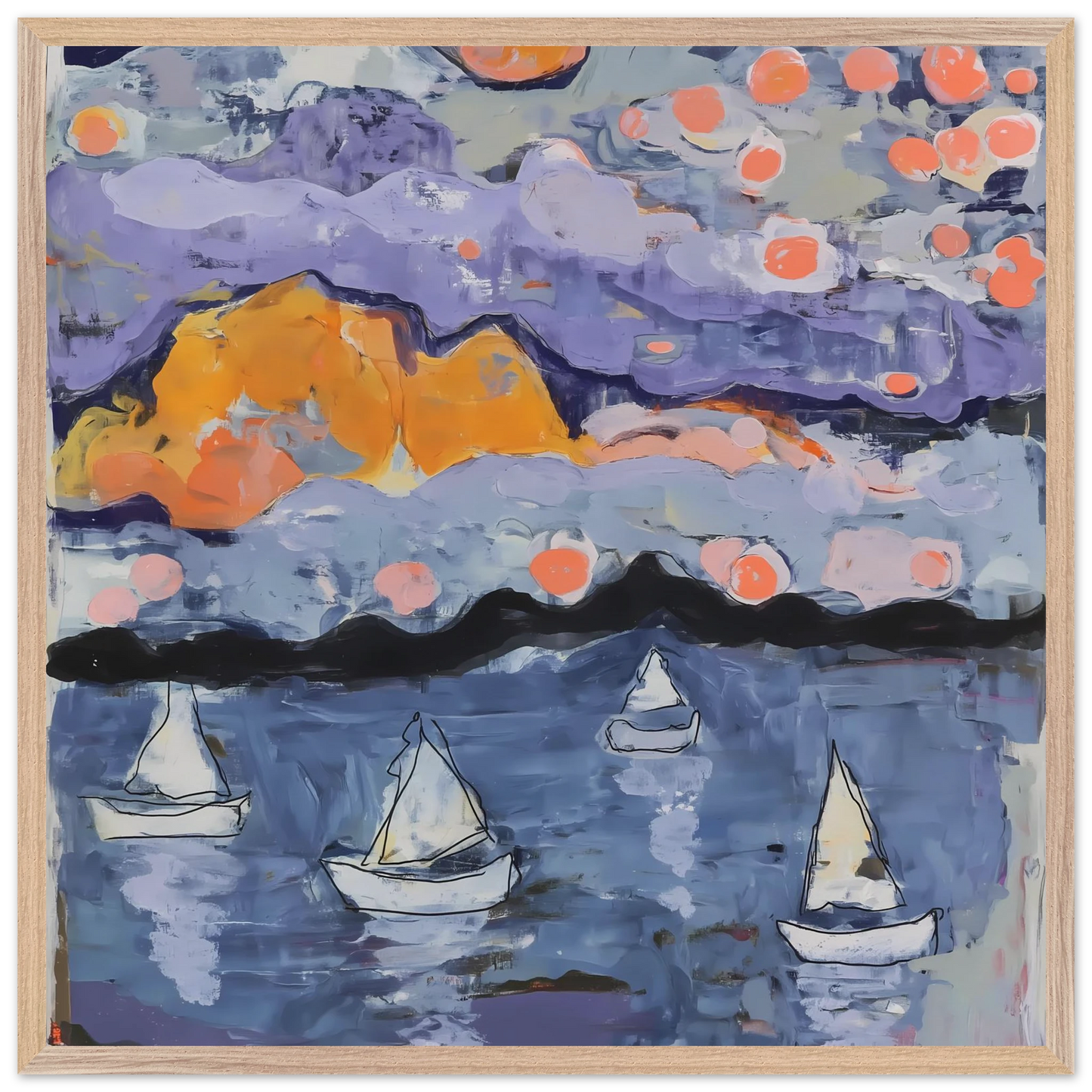 Voiles dans la Baie — tableau encadré bois — vue 10 — art mural STNCL
