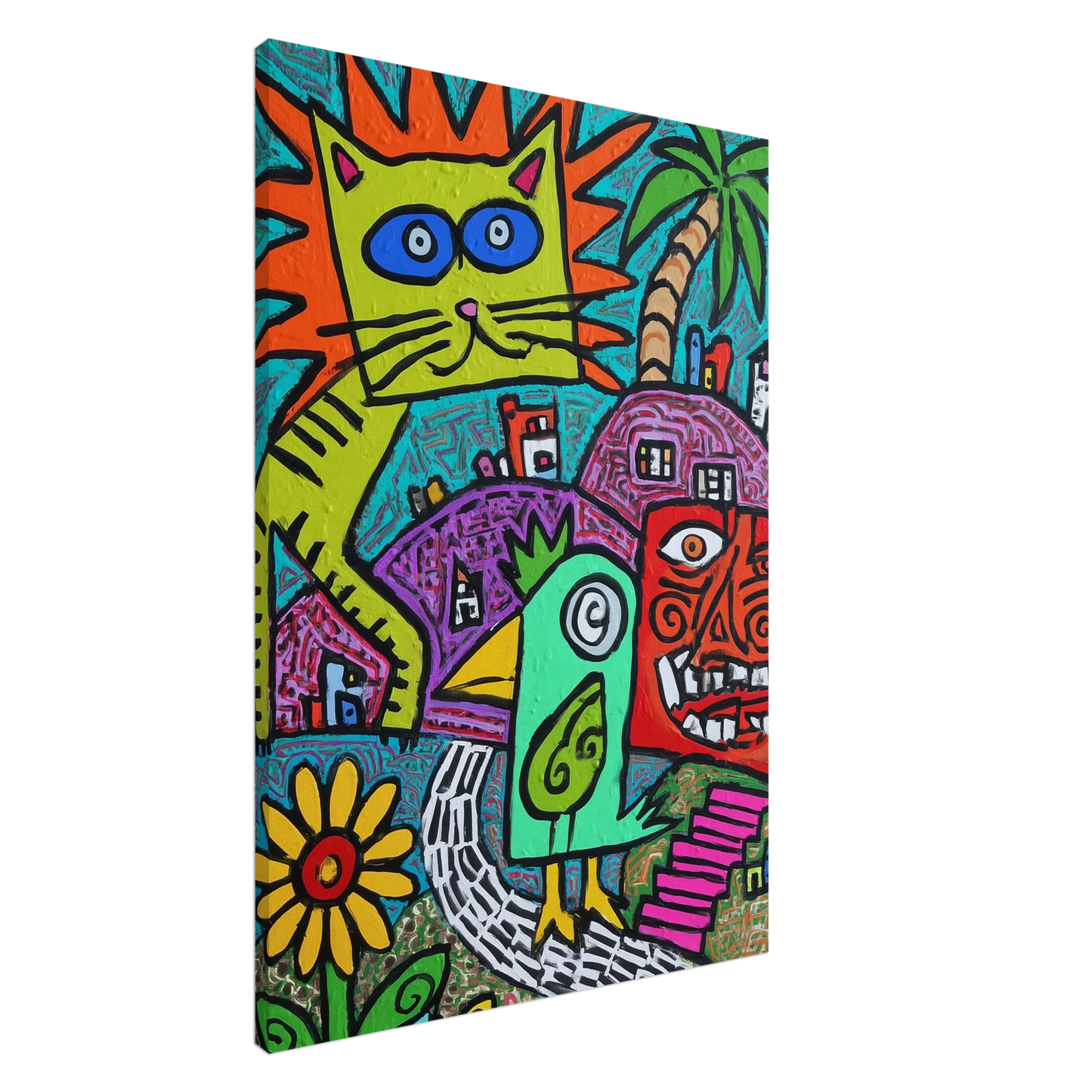 La Fête du Chat Solaire — tableau sur toile — art mural STNCL