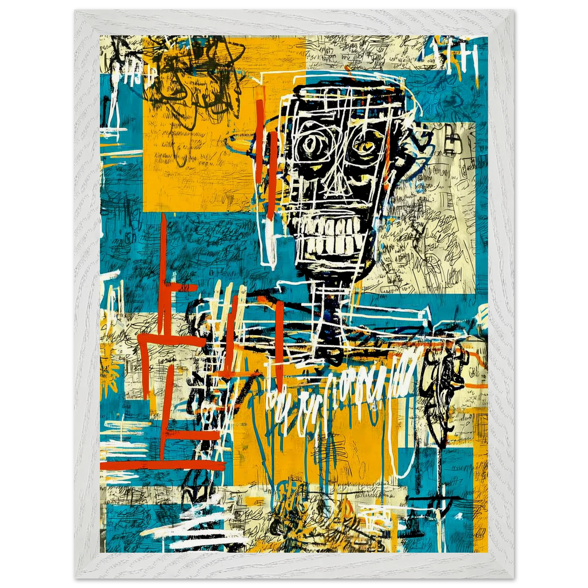 Visage Griffé — tableau encadré bois — vue 9 — art mural STNCL