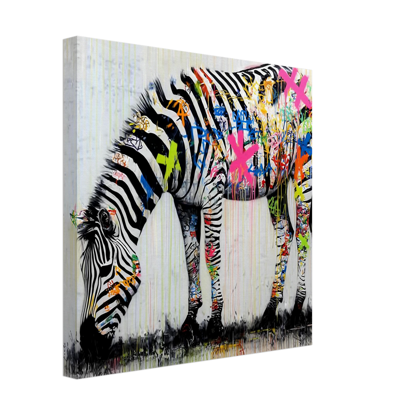 Zèbre Taggé — tableau sur toile — vue 3 — art mural STNCL
