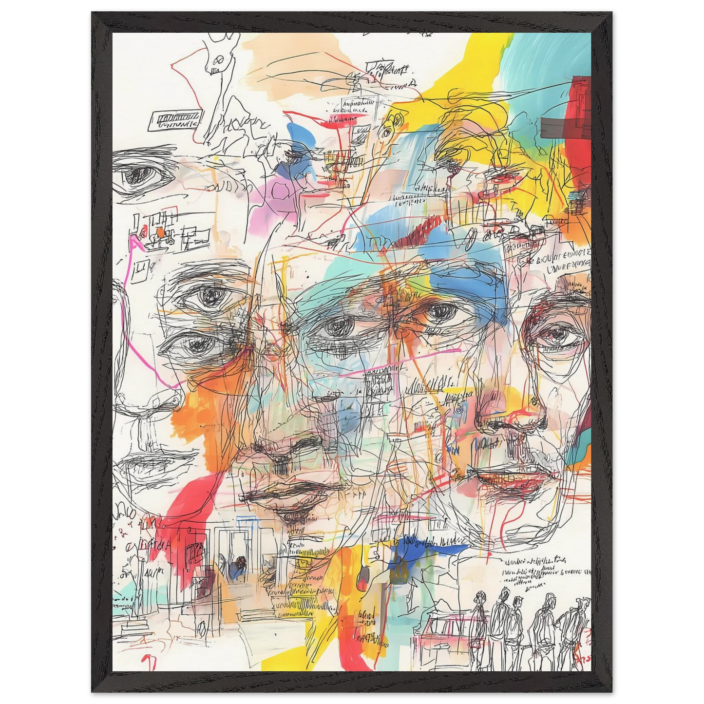 Carnet de Visages — tableau encadré bois — vue 15 — art mural STNCL