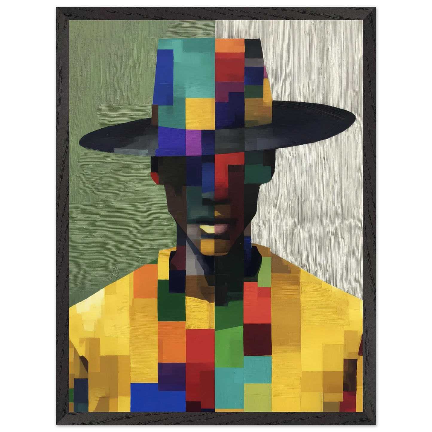 Portrait en Mosaïque — tableau encadre bois — vue 15 — art mural STNCL