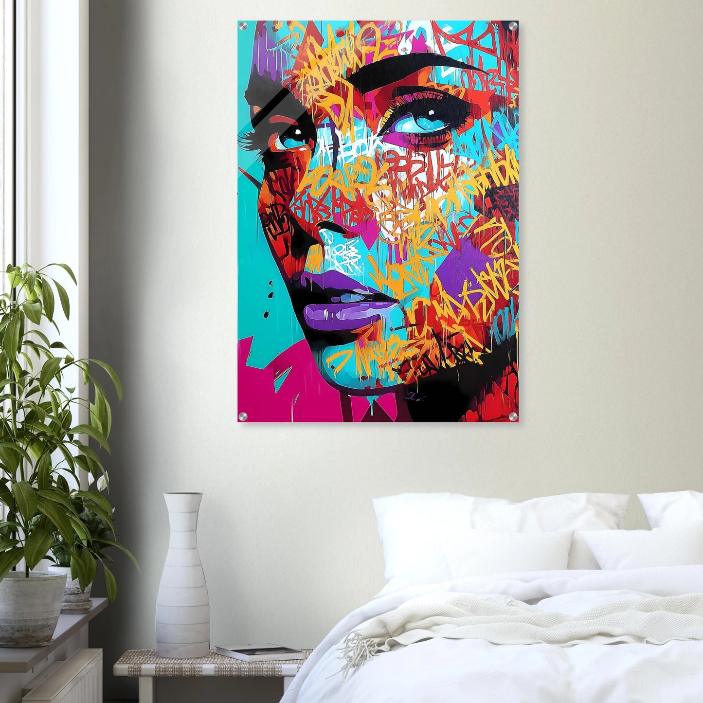 Lettres sur le Visage — tableau plexiglas — vue 7 — art mural STNCL