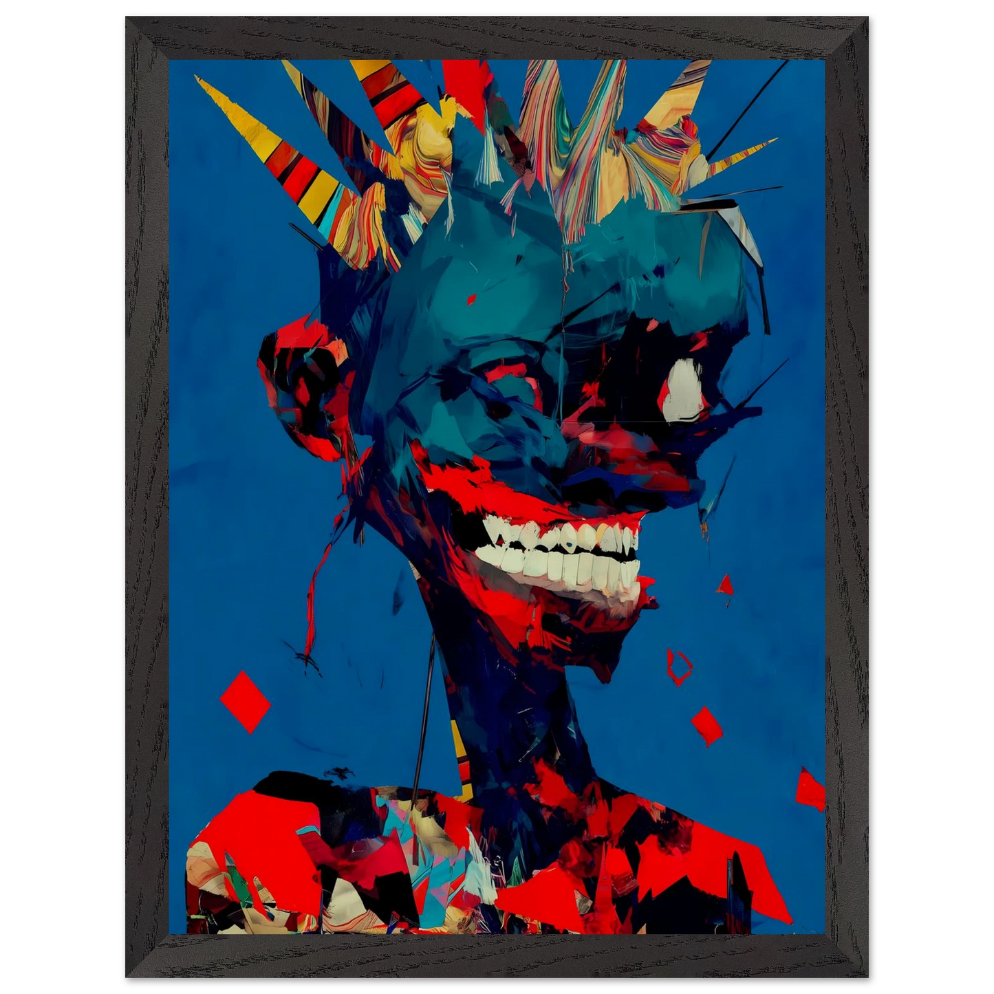 Le Rire Bleu — tableau encadré bois — vue 4 — art mural STNCL