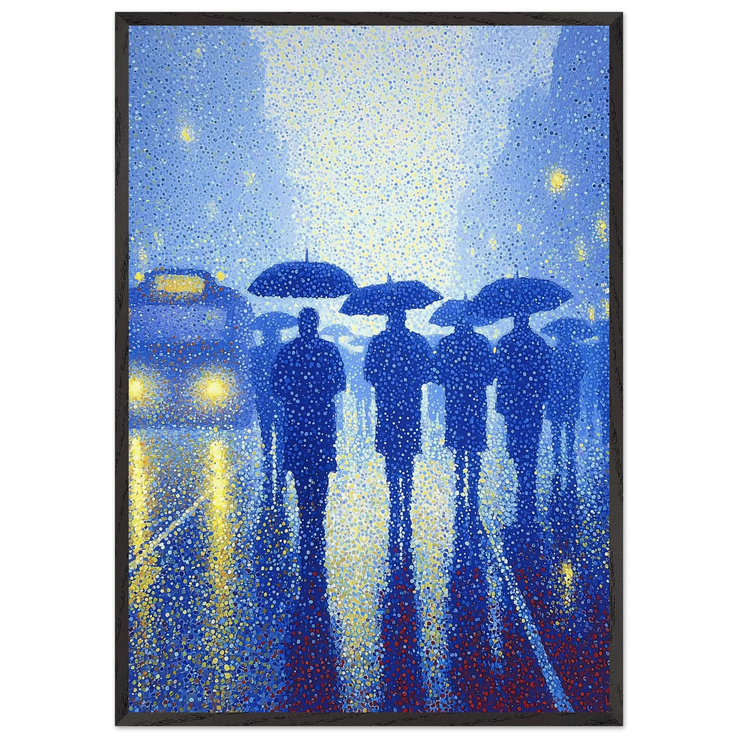 Pluie en Pointillés — tableau encadré bois — art mural STNCL