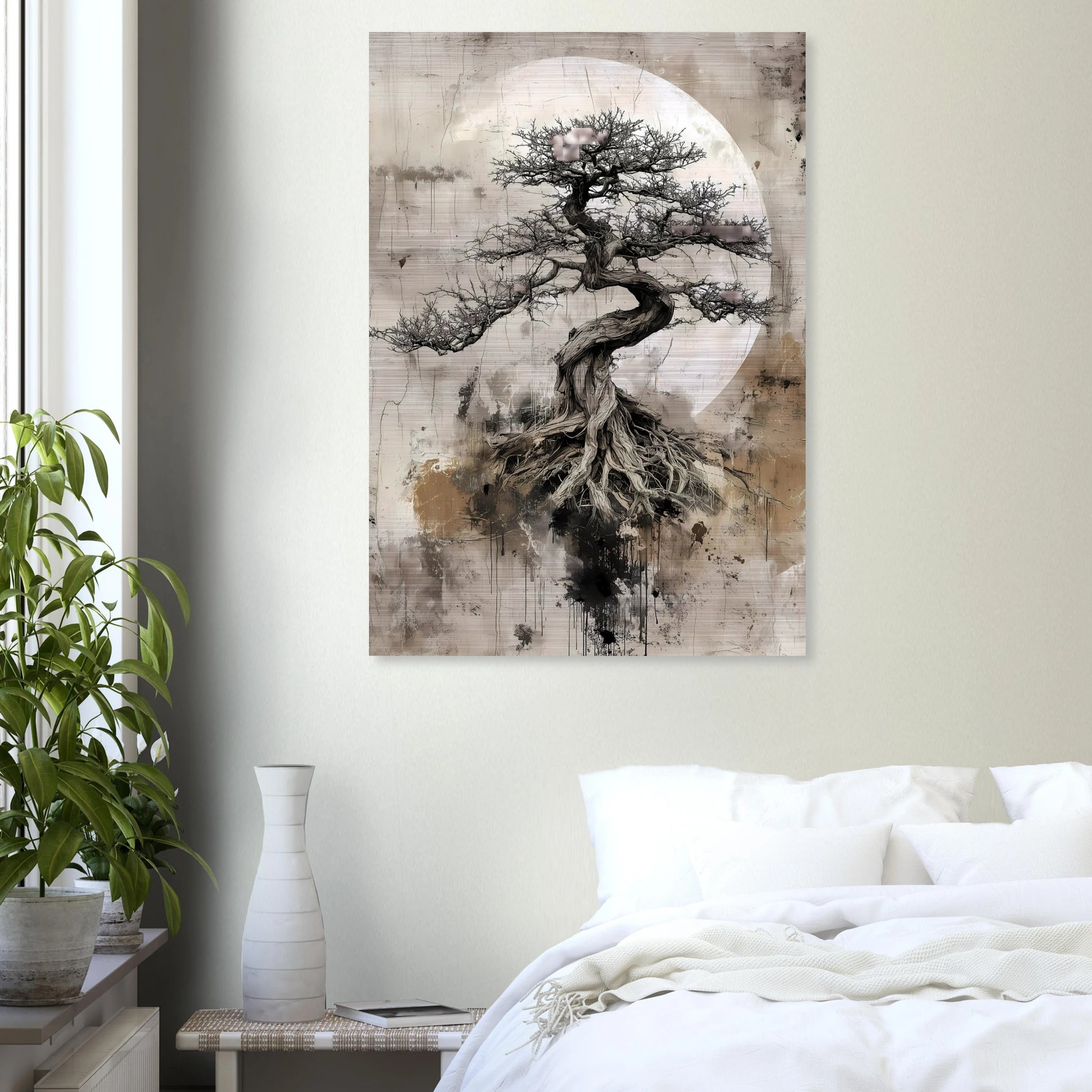 Bonsaï sous la Lune — tableau aluminium — vue 7 — art mural STNCL