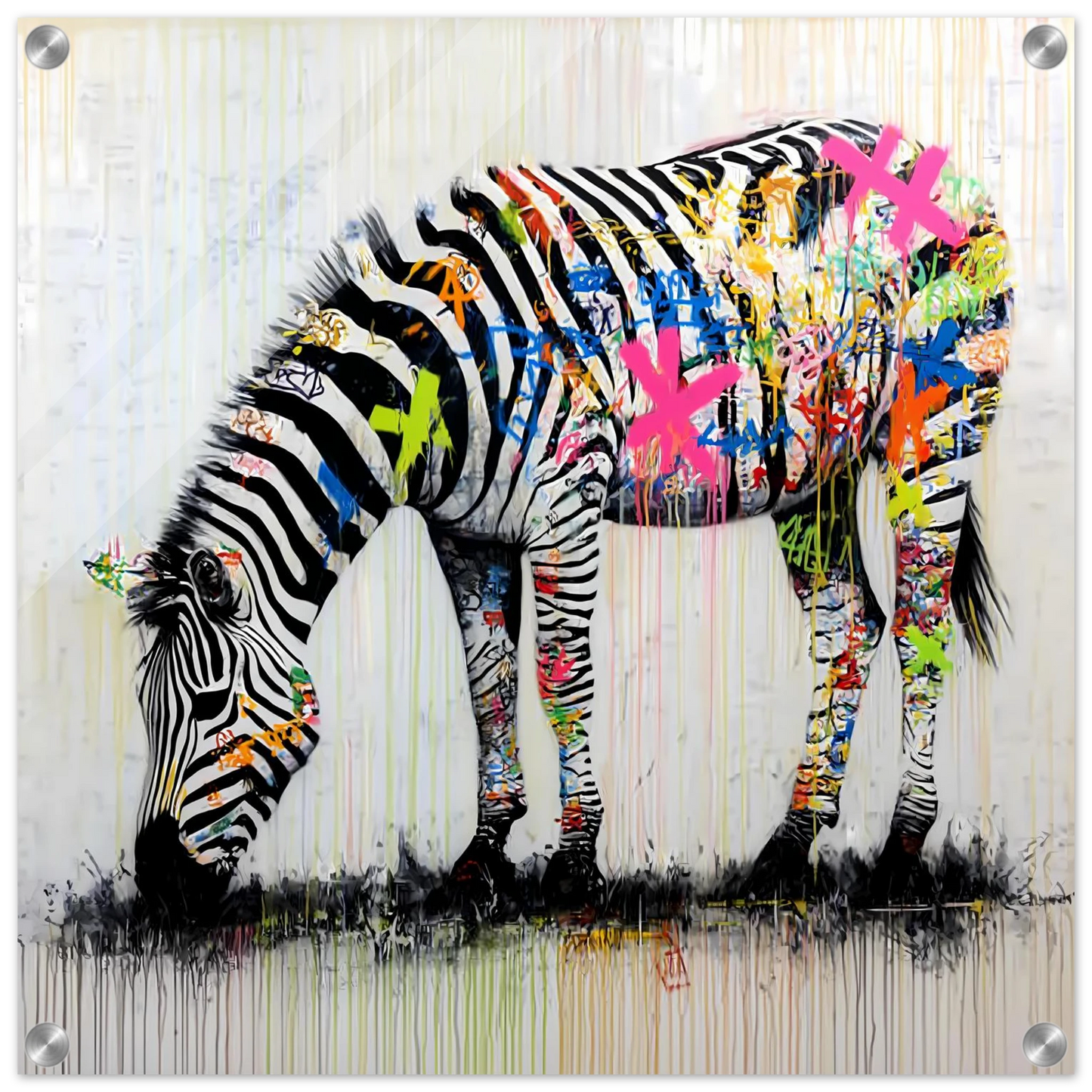 Zèbre Taggé — tableau plexiglas — vue 2 — art mural STNCL