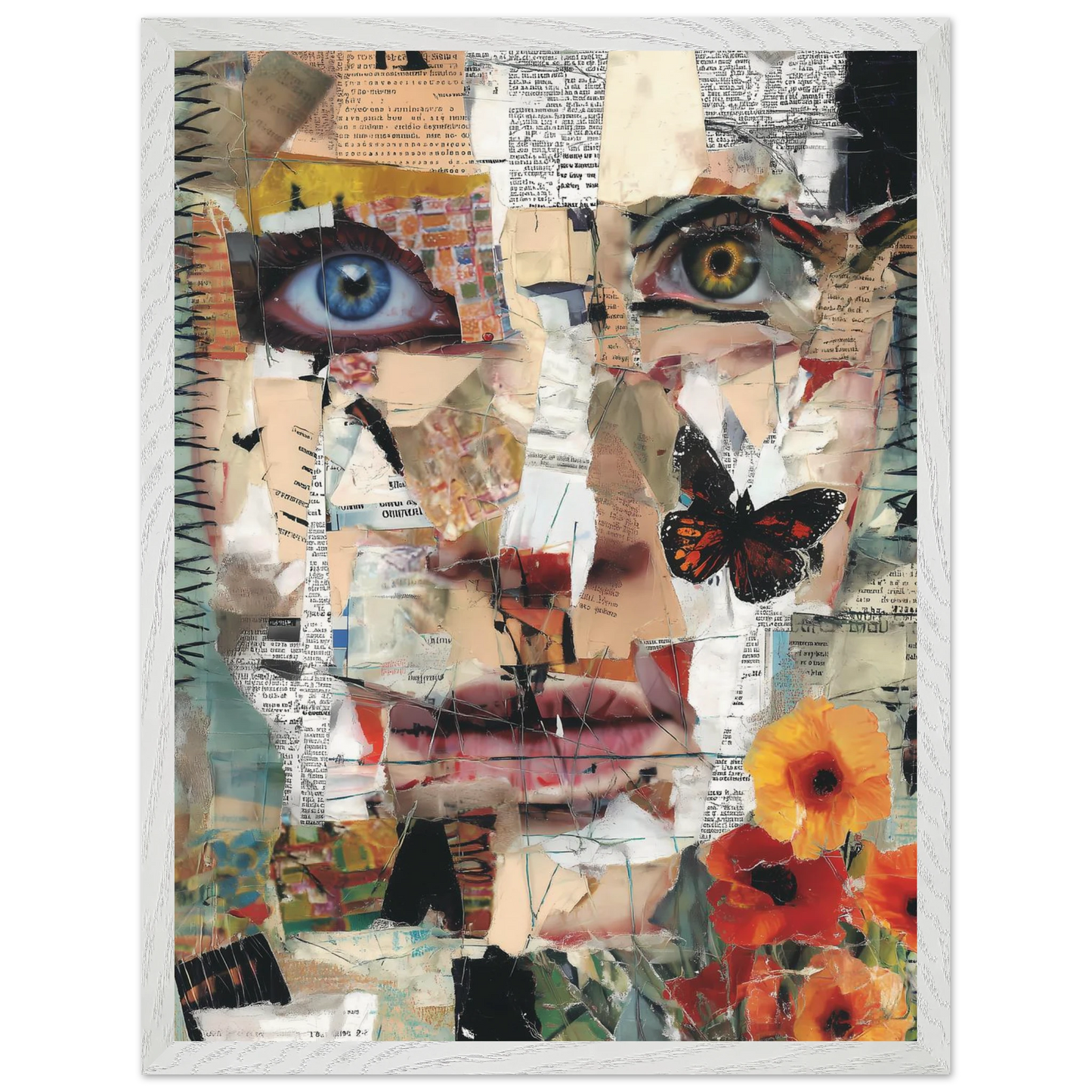 Le Visage de Papier — tableau encadré bois — vue 8 — art mural STNCL