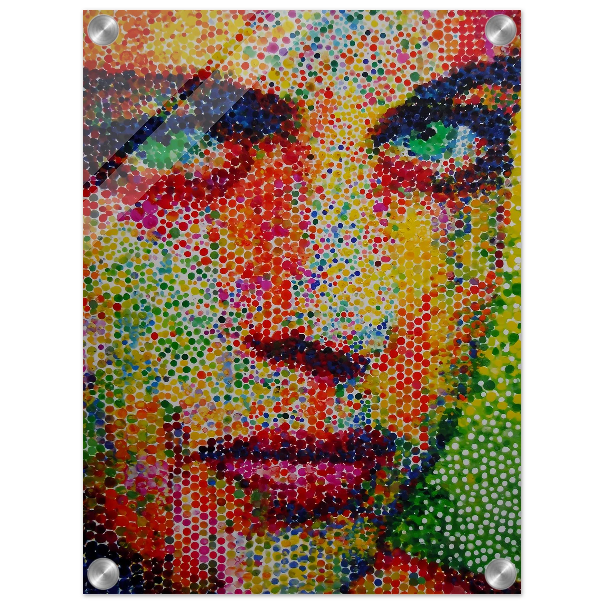 Le Visage en Points — tableau plexiglas — vue 3 — art mural STNCL
