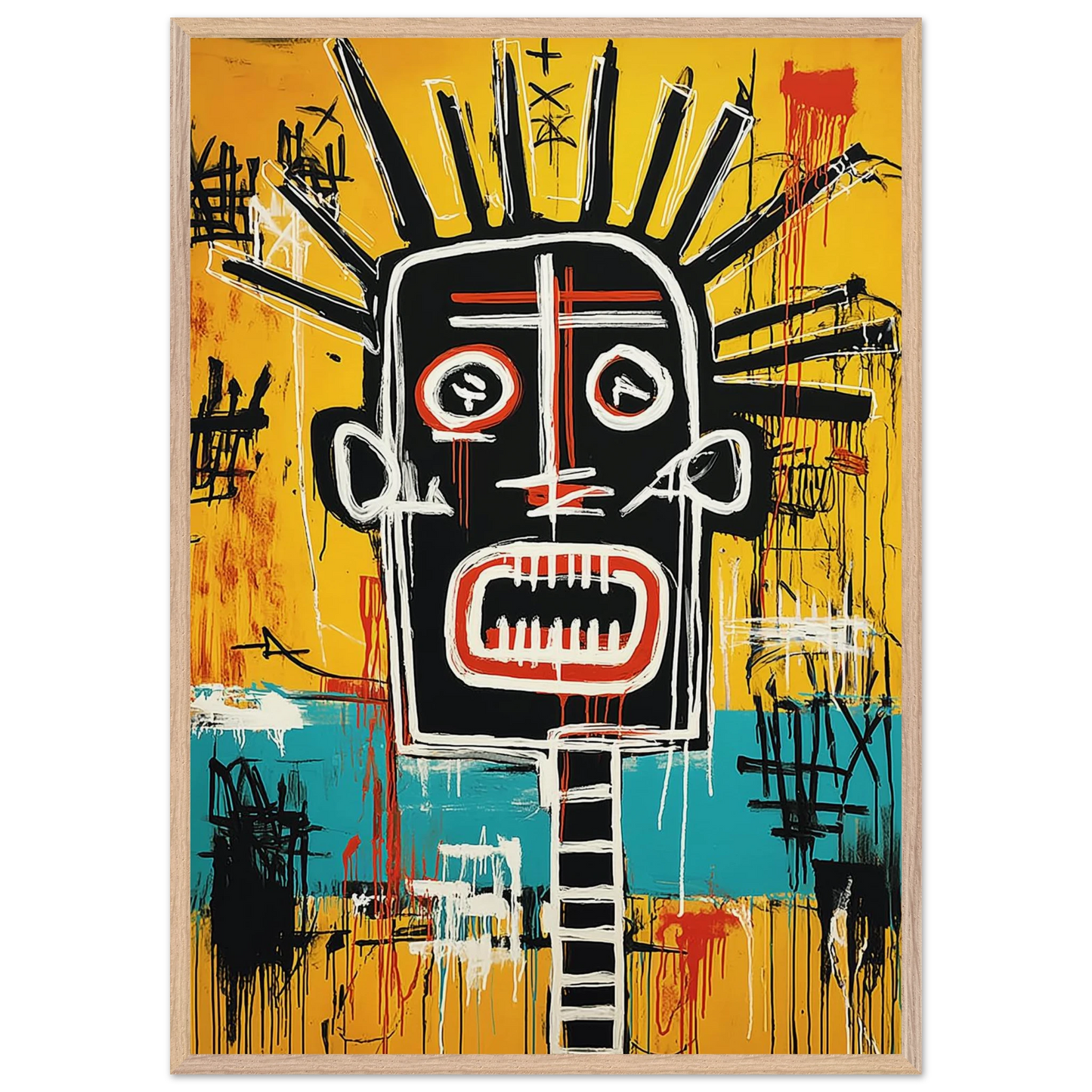 Tête Solaire — tableau encadré bois — vue 6 — art mural STNCL