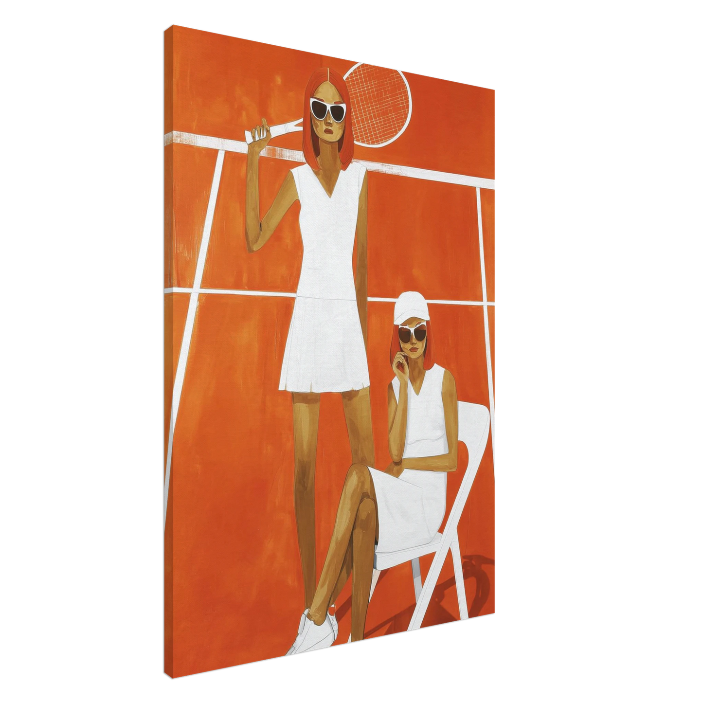 Duo sur Court Orange — tableau sur toile — art mural STNCL