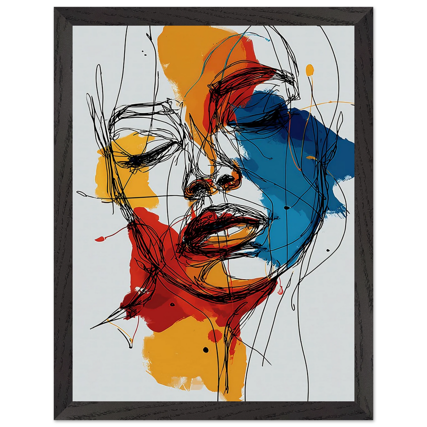 Visage en Filigrane — tableau encadré bois — vue 4 — art mural STNCL