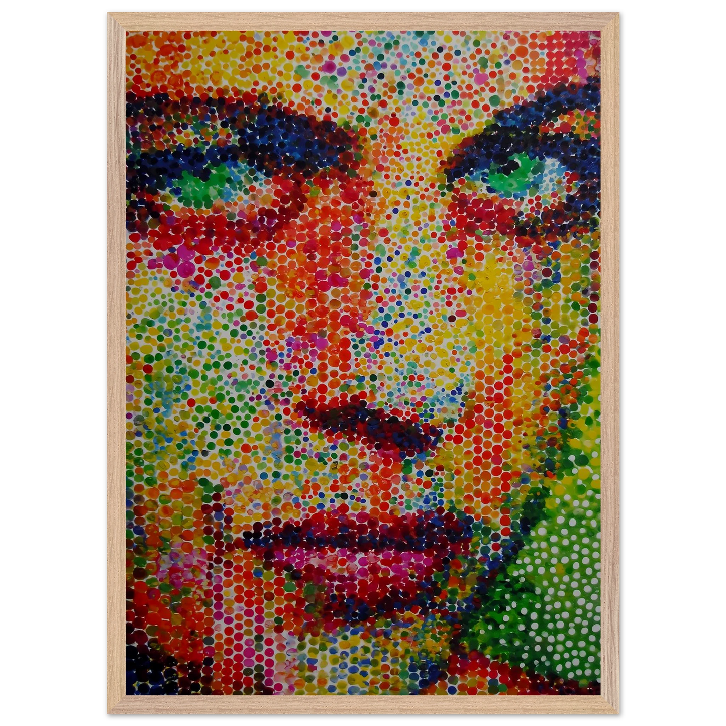 Le Visage en Points — tableau encadré bois — vue 13 — art mural STNCL