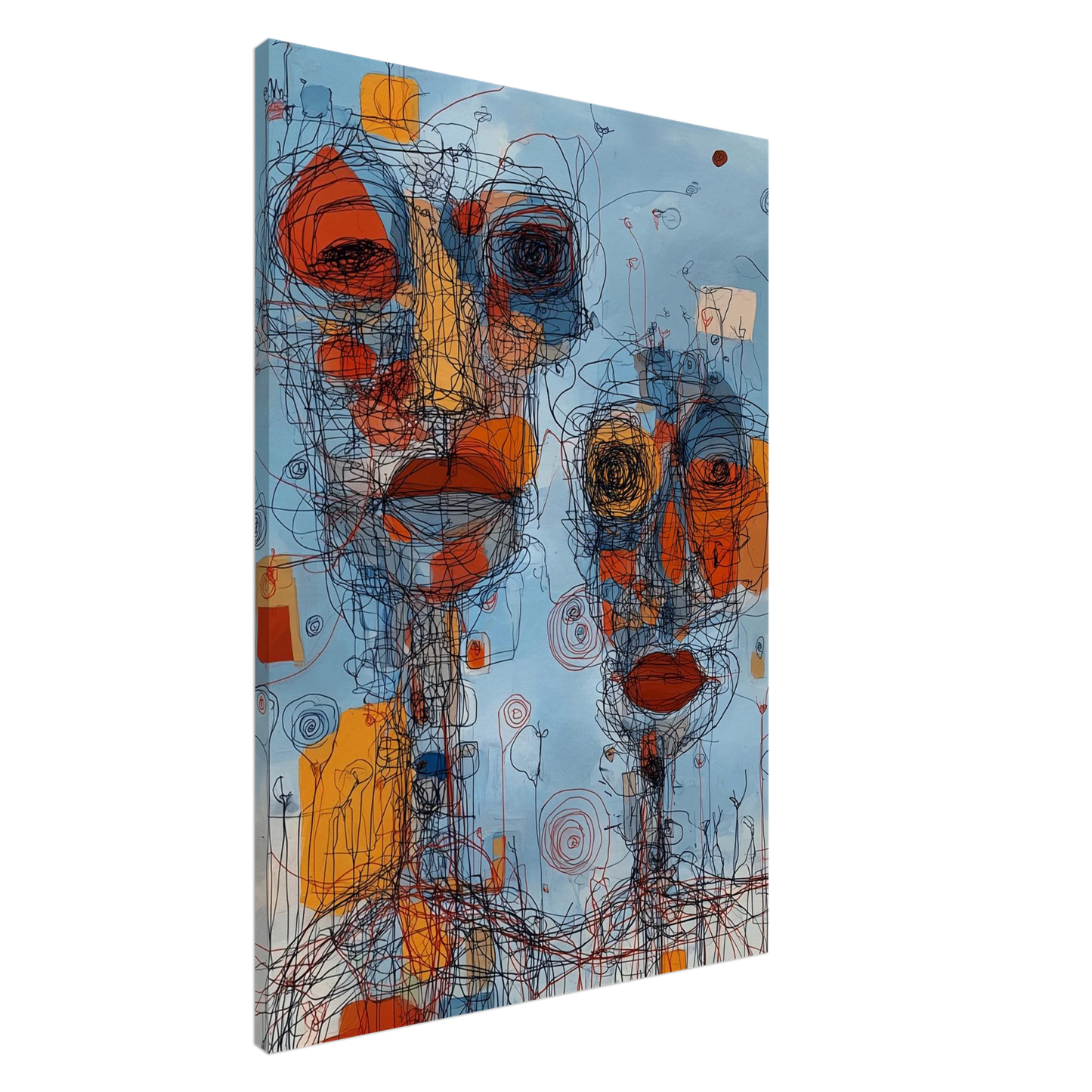 Deux Visages Enchevêtrés — tableau sur toile — art mural STNCL