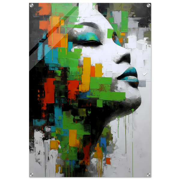 Visage en Éclats Verts