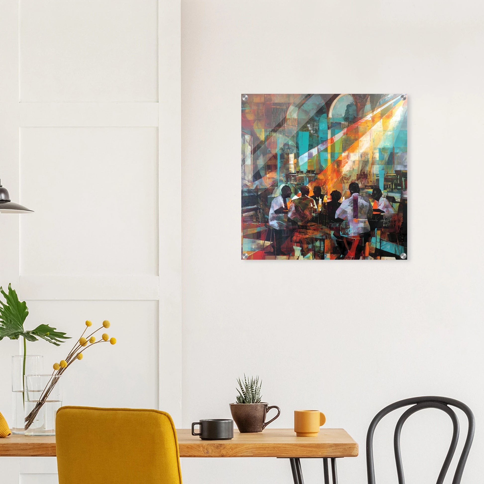 Rencontre au Café — tableau plexiglas — vue 7 — art mural STNCL