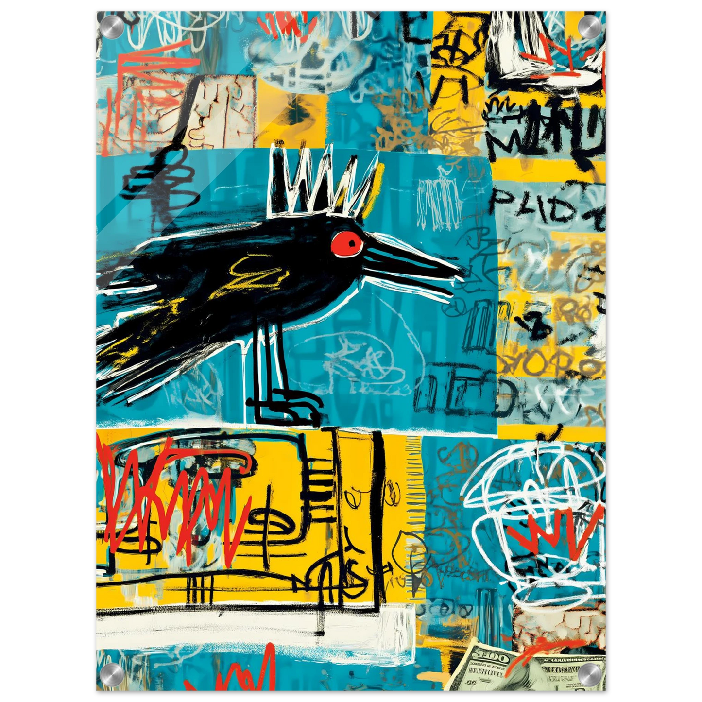 Corbeau Couronné — tableau plexiglas — vue 4 — art mural STNCL