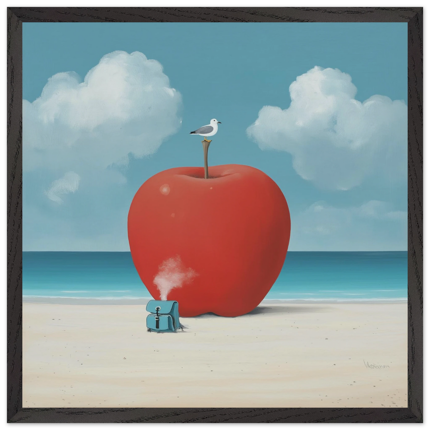 La Pomme et la Mouette — tableau encadré bois — vue 8 — art mural STNCL